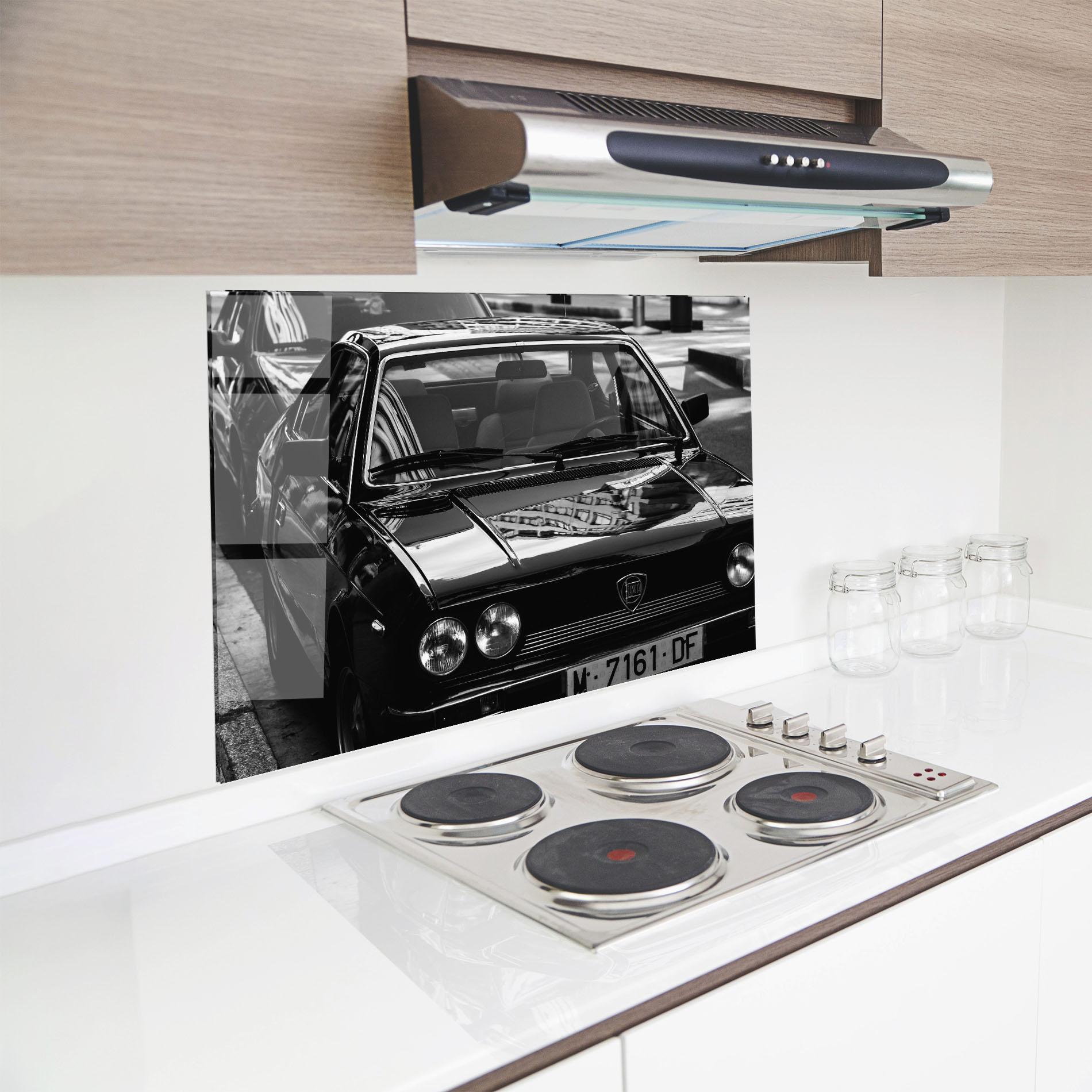 Küchenrückwand Glas Black Shiny Car mockup 8