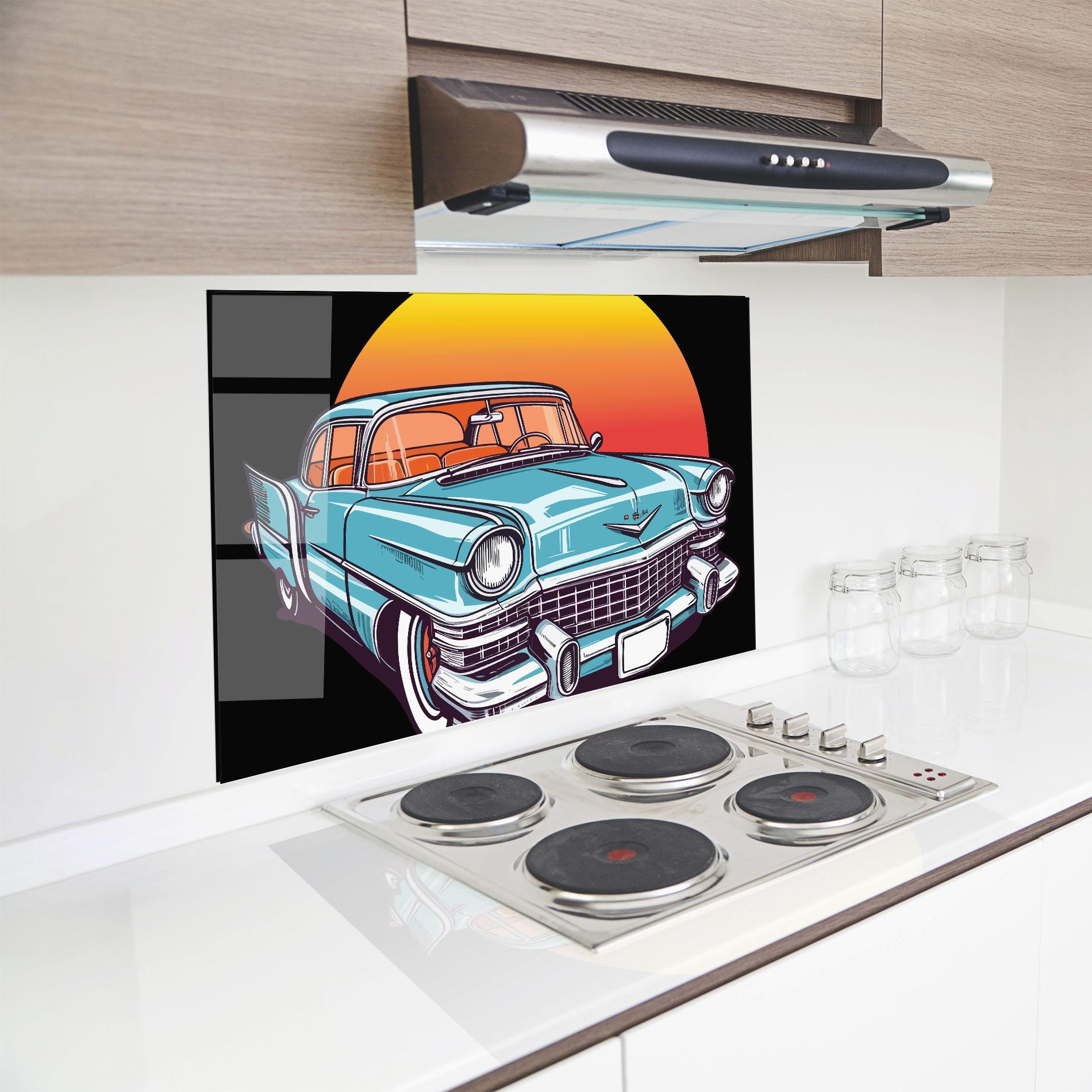 Küchenrückwand Glas Blue Sunset Car mockup 8