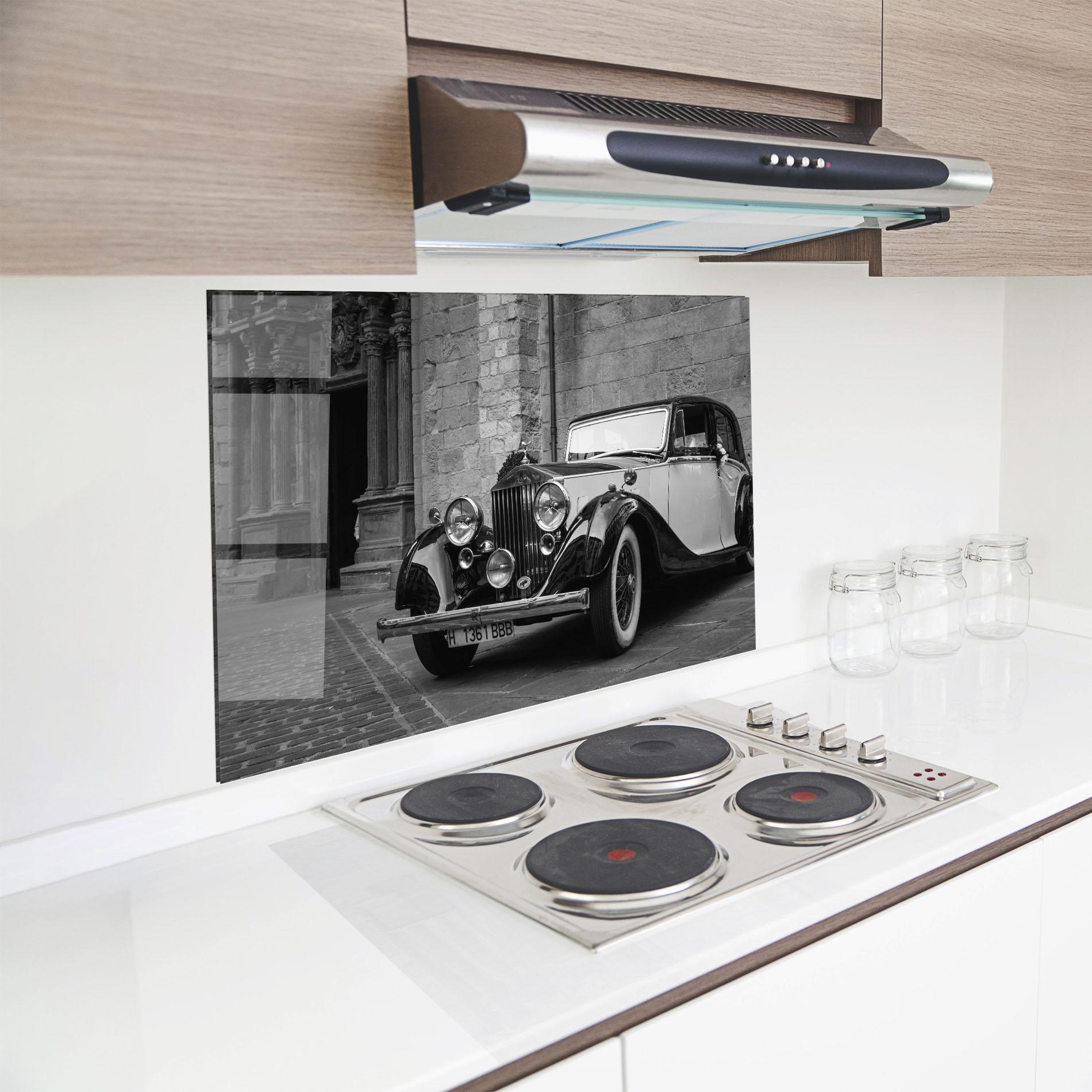 Küchenrückwand Glas Classic Car View mockup 8