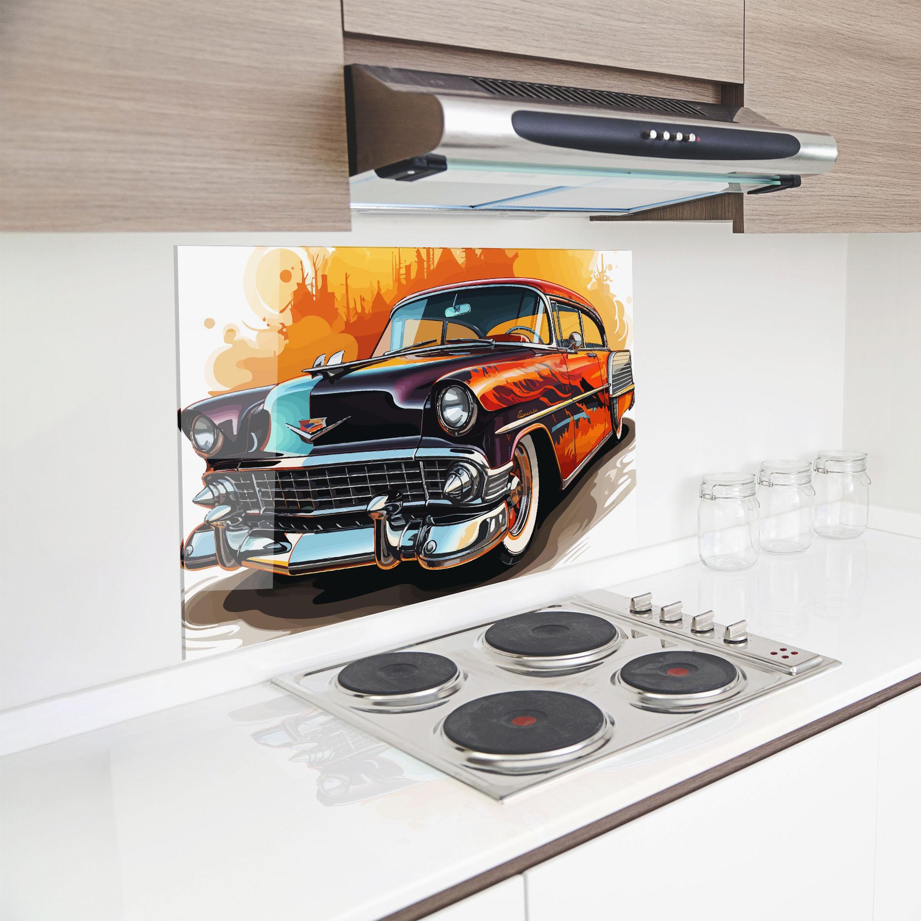 Küchenrückwand Glas Cool Vintage Car mockup 8