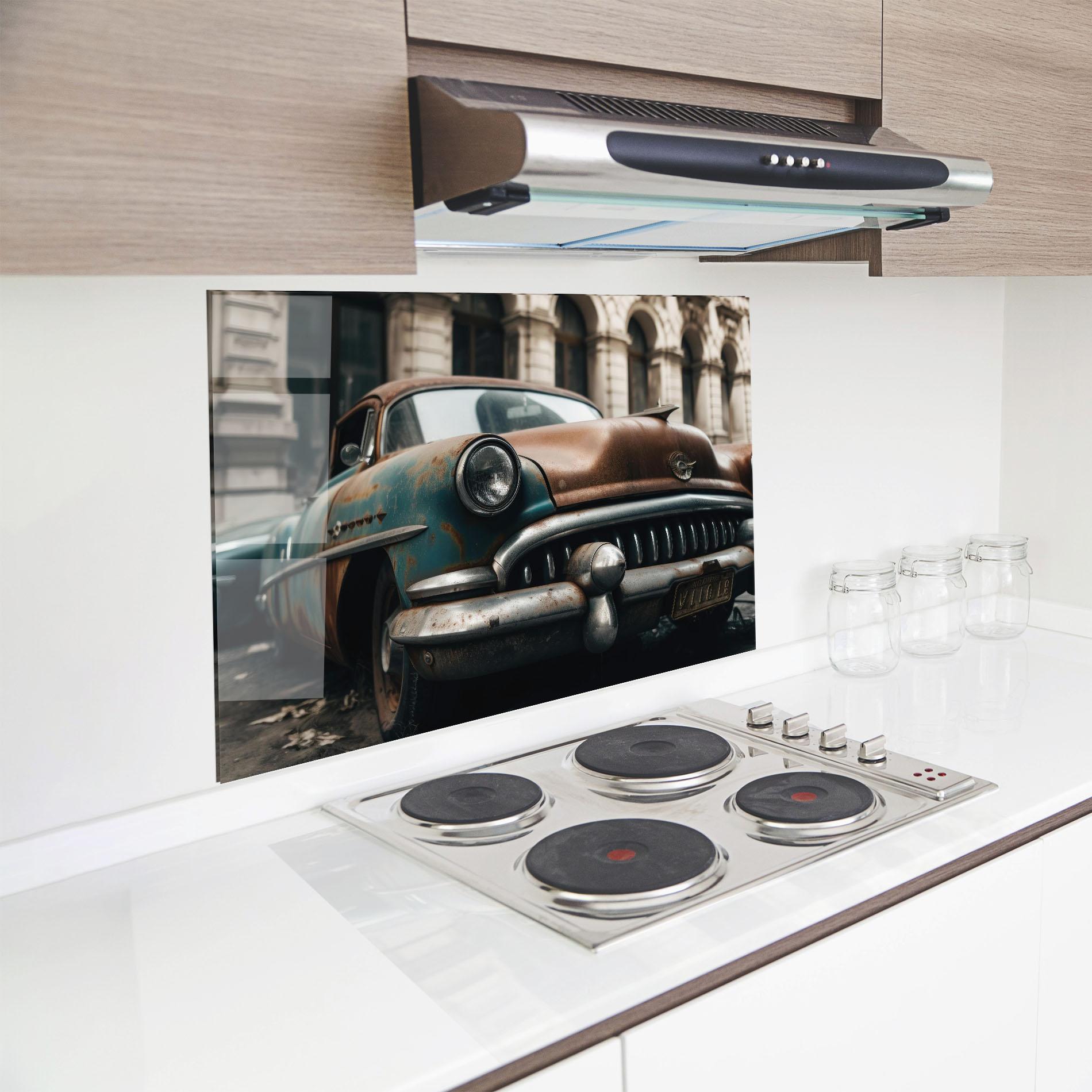 Küchenrückwand Glas Old Brown Car mockup 8