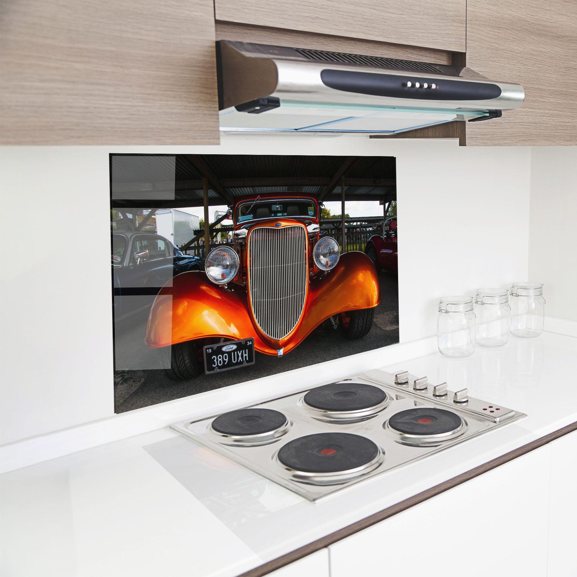 Küchenrückwand Glas Orange Classic Car mockup 8