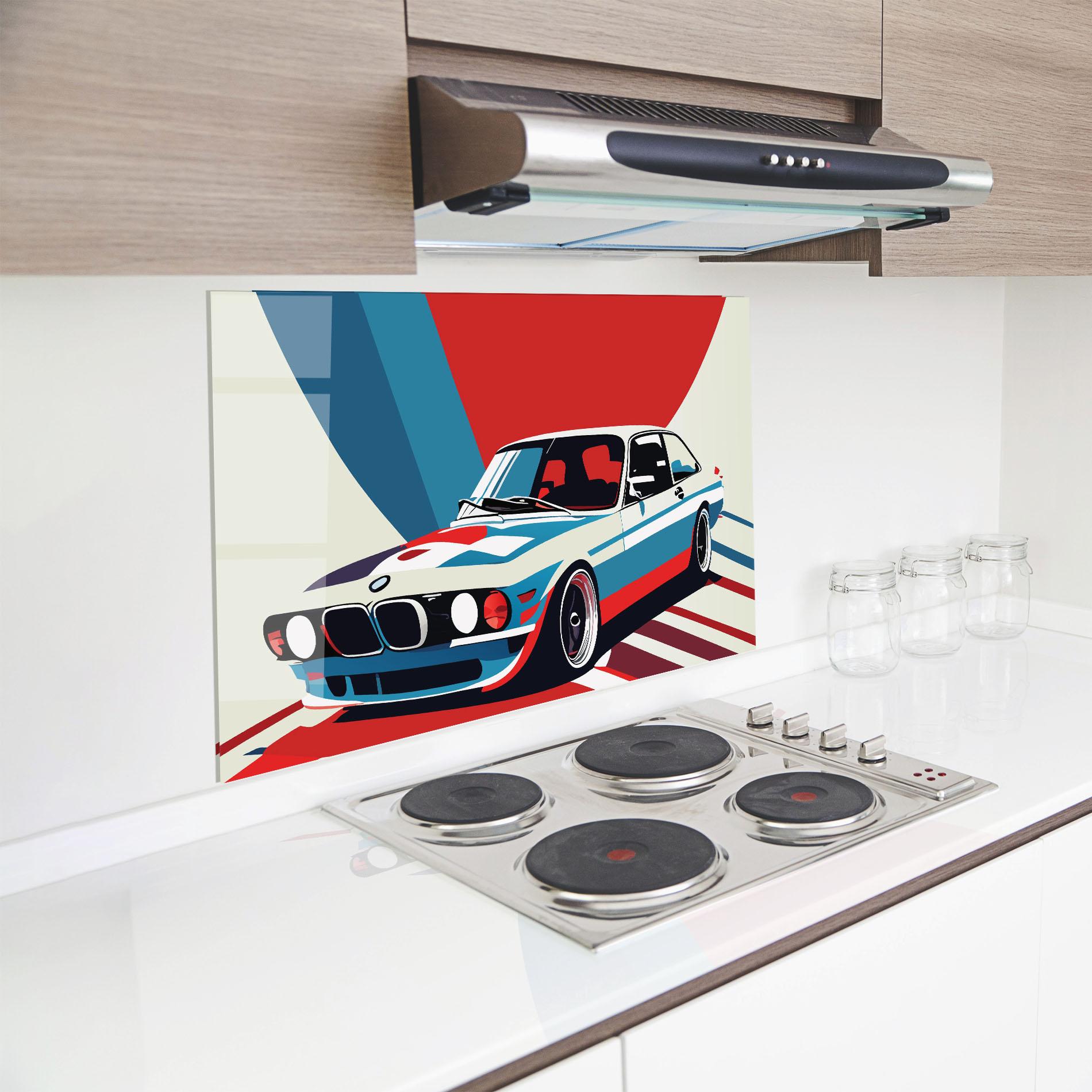 Küchenrückwand Glas Vintage Bmw mockup 8