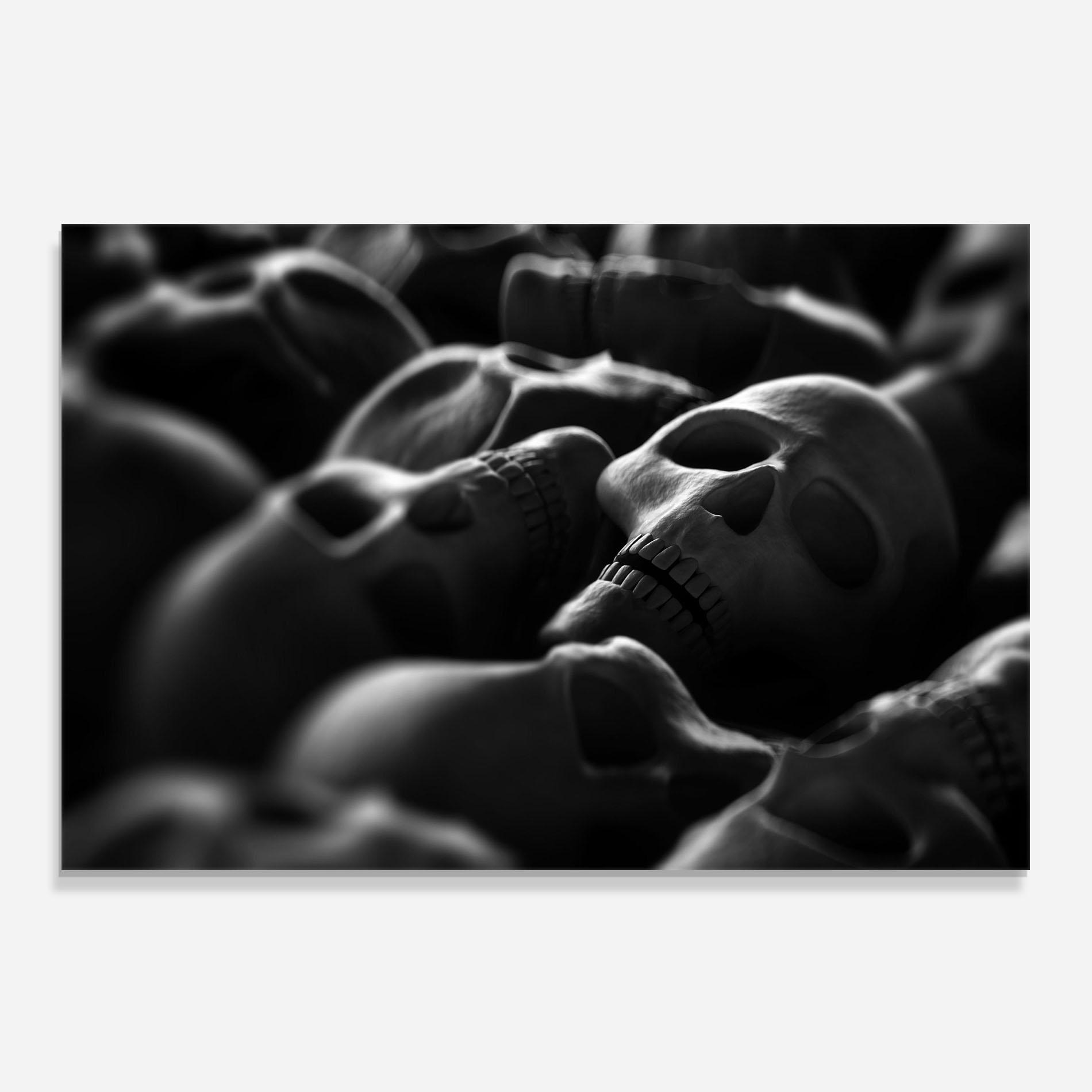 Küchenrückwand Glas Gray Human Skull mockup 0