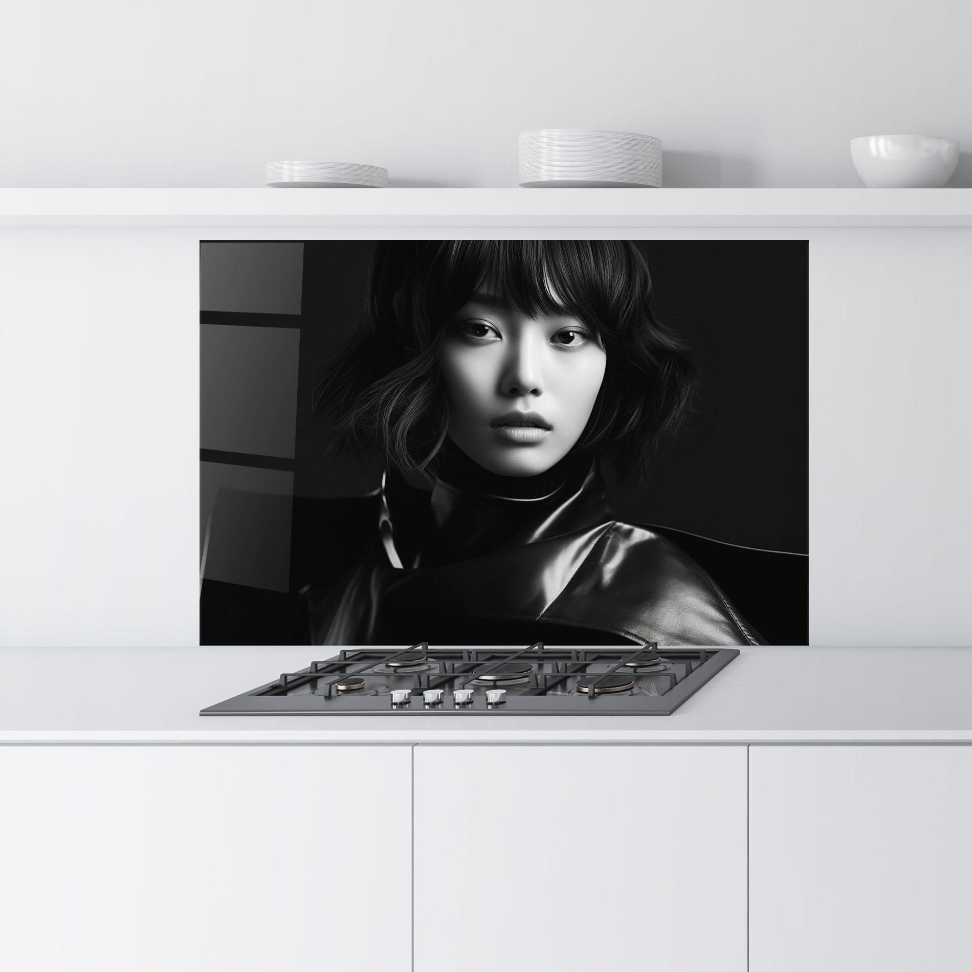 Küchenrückwand Glas Asian Abstract Woman mockup 9