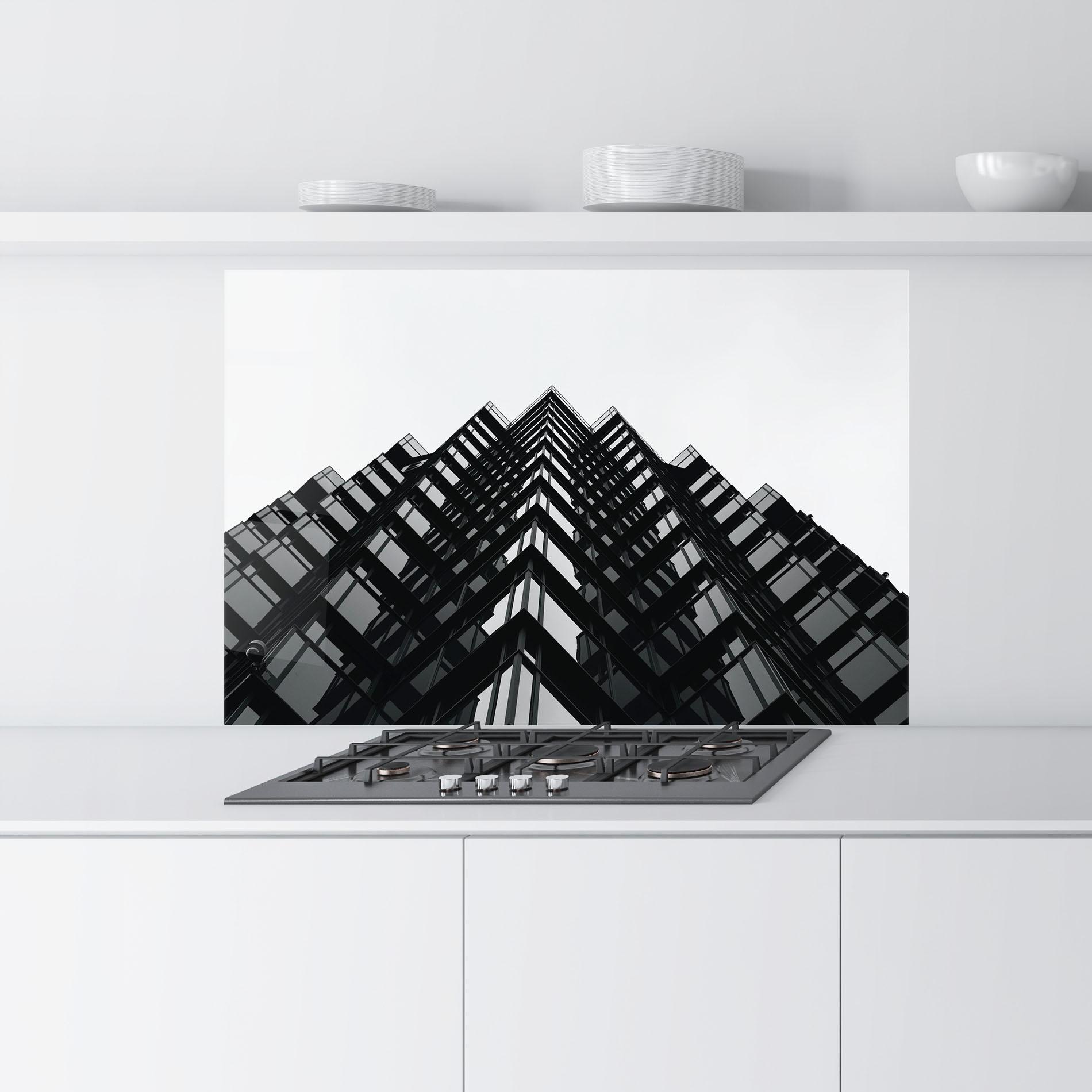 Küchenrückwand Glas Black Building mockup 9