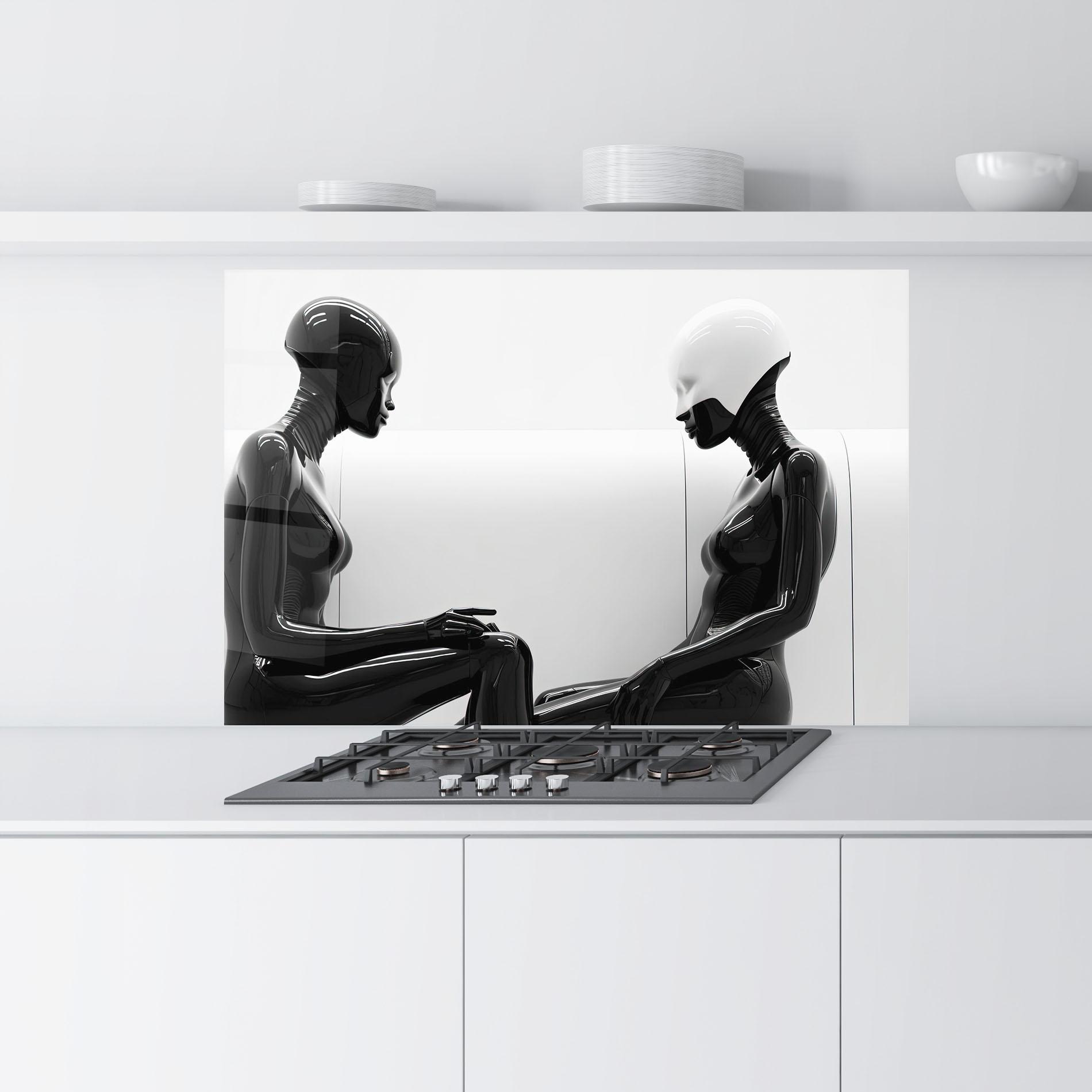 Küchenrückwand Glas Black Mannequin mockup 9