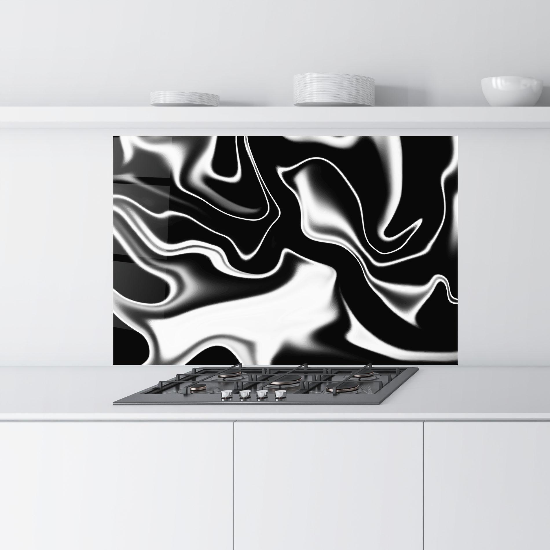 Küchenrückwand Glas Black Metalic Art mockup 9