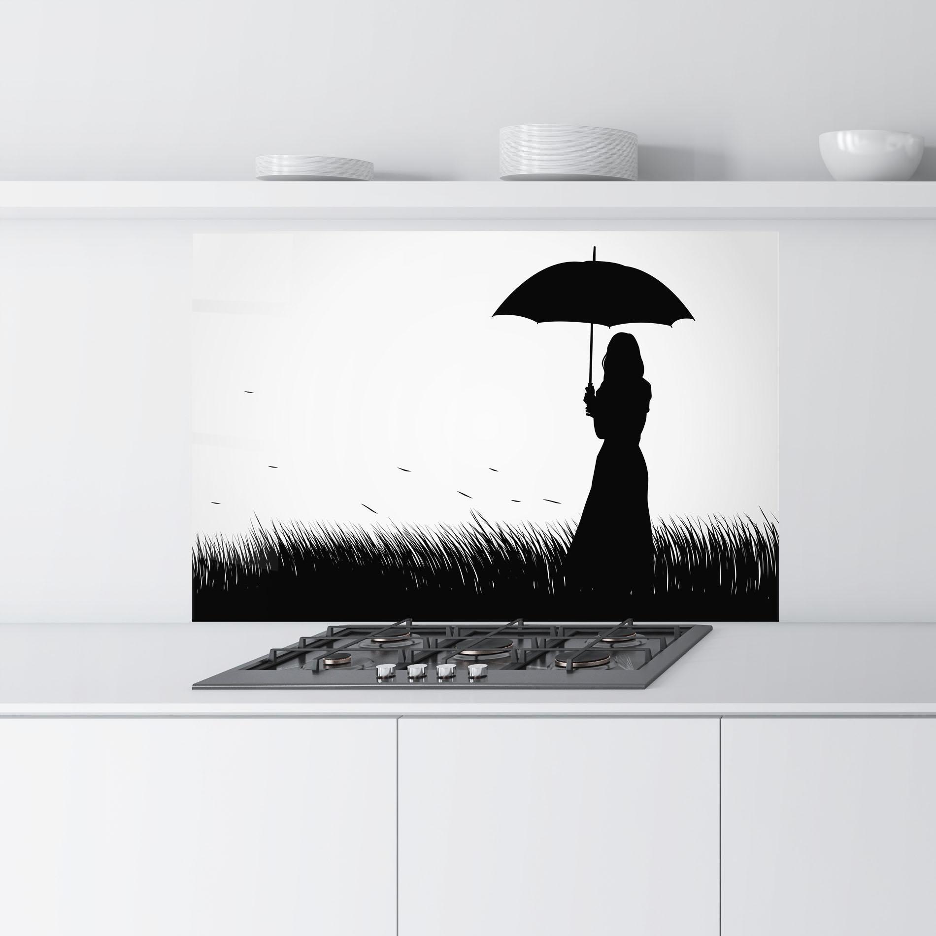 Küchenrückwand Glas Black Umbrella mockup 9