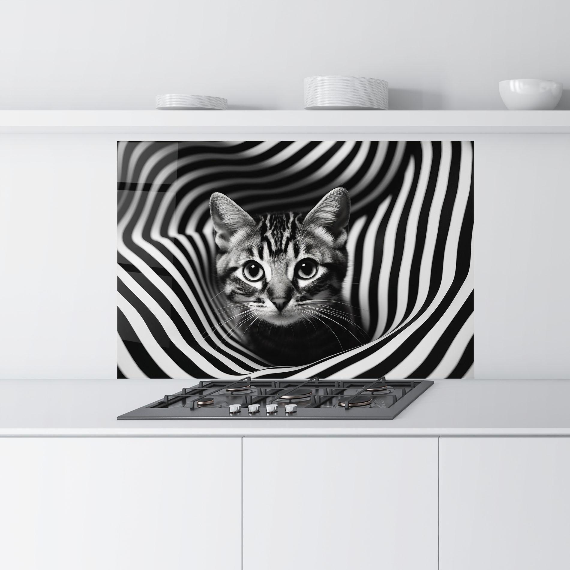 Küchenrückwand Glas Closeup Cat Portrait mockup 9