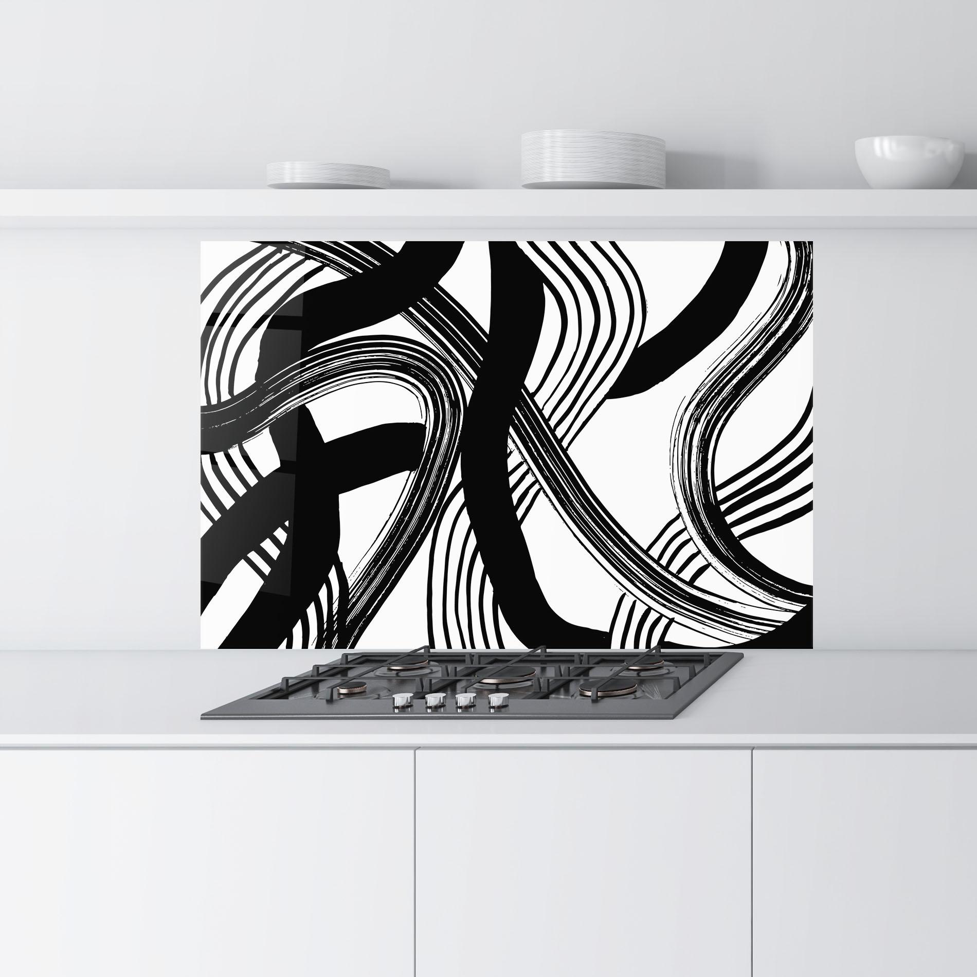 Küchenrückwand Glas Connected Lines Art mockup 9