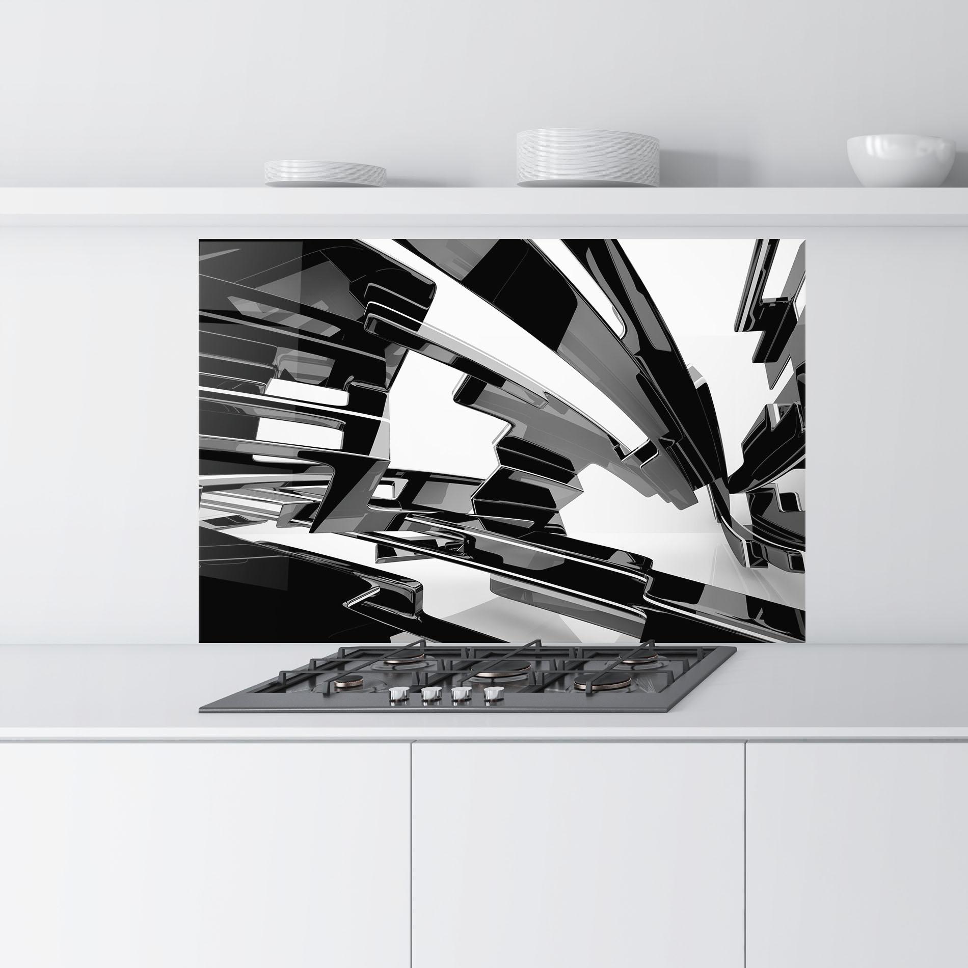 Küchenrückwand Glas Glossy Sculpture mockup 9