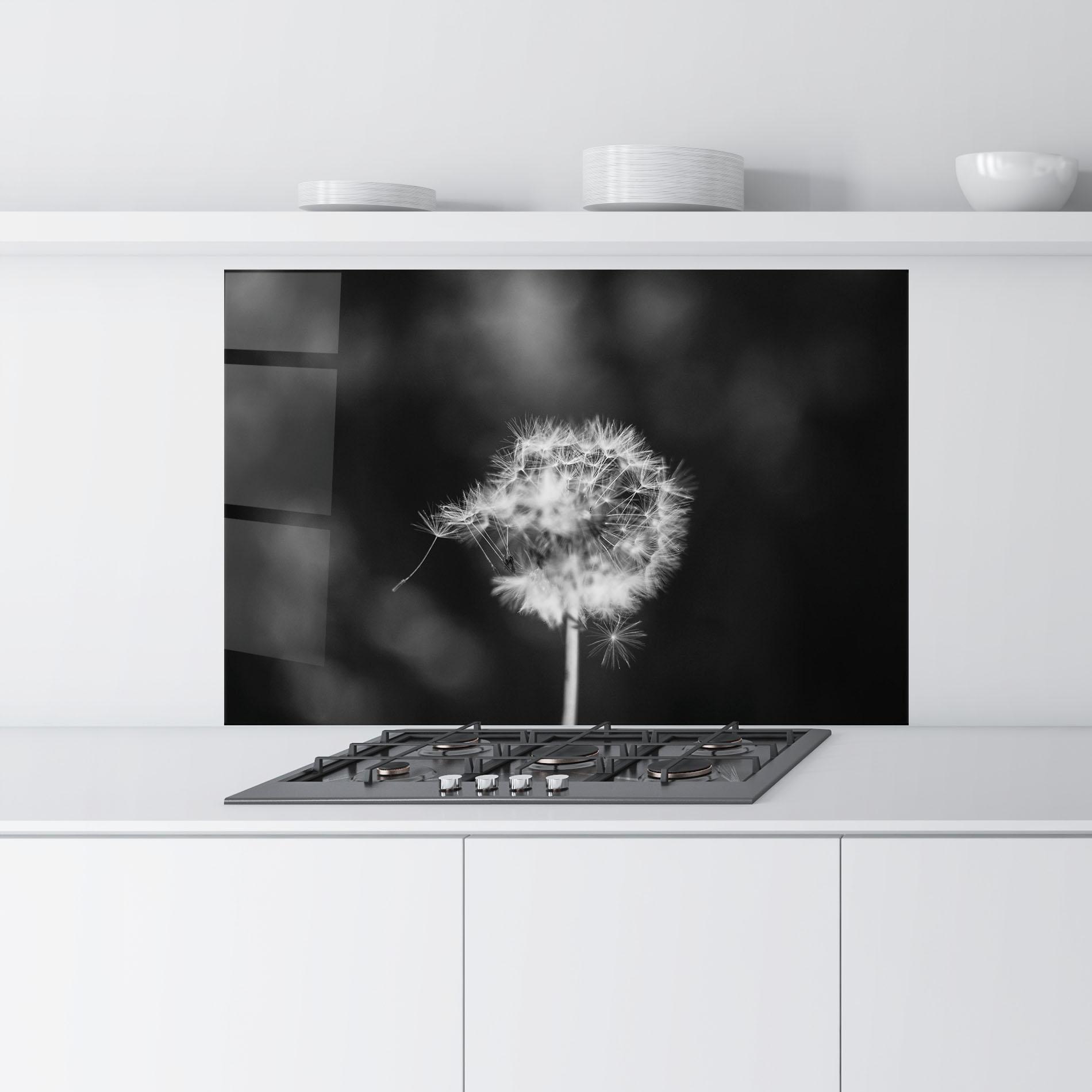 Küchenrückwand Glas Grey Dandelion mockup 9