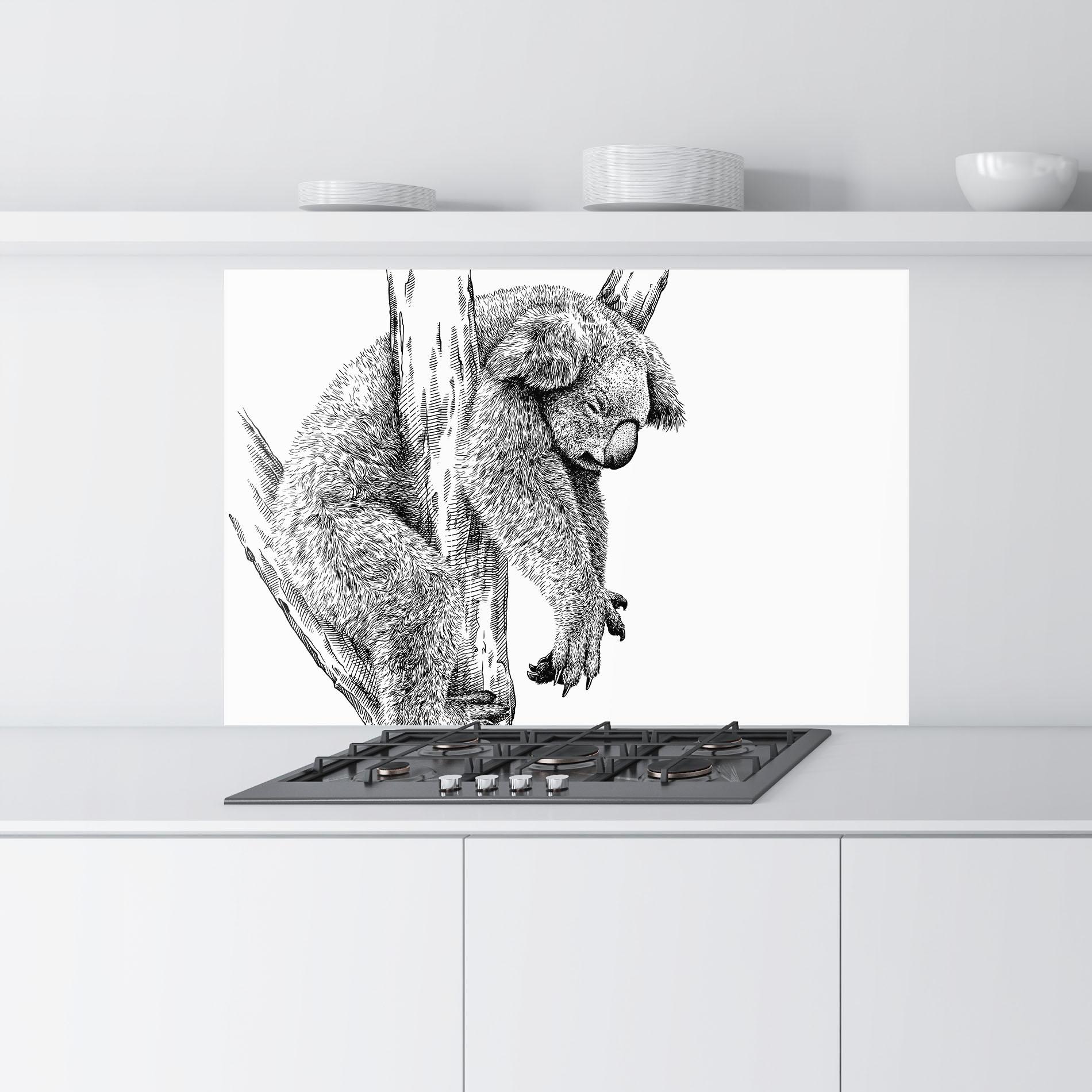Küchenrückwand Glas Koala Sleeping Art mockup 9