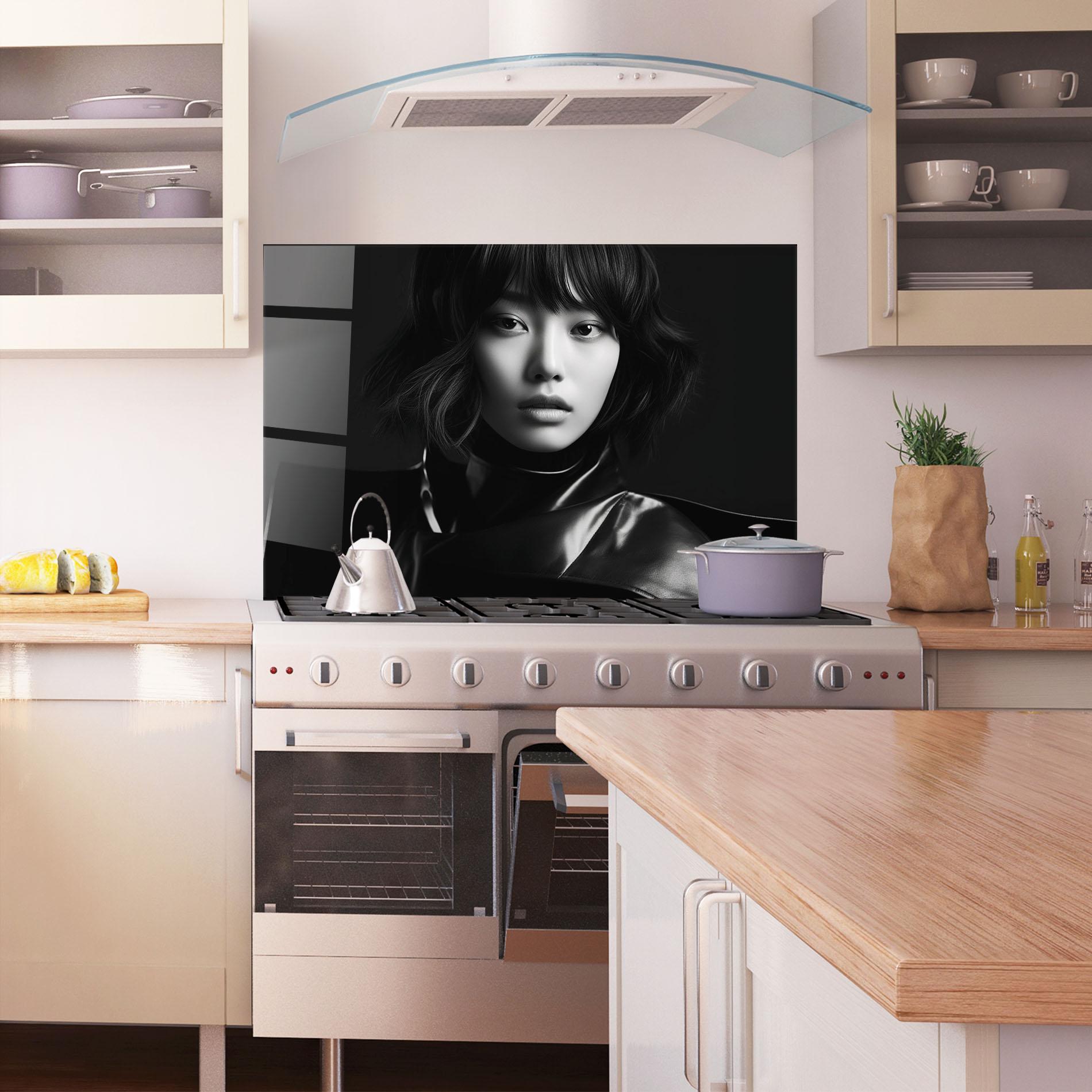Küchenrückwand Glas Asian Abstract Woman mockup 1