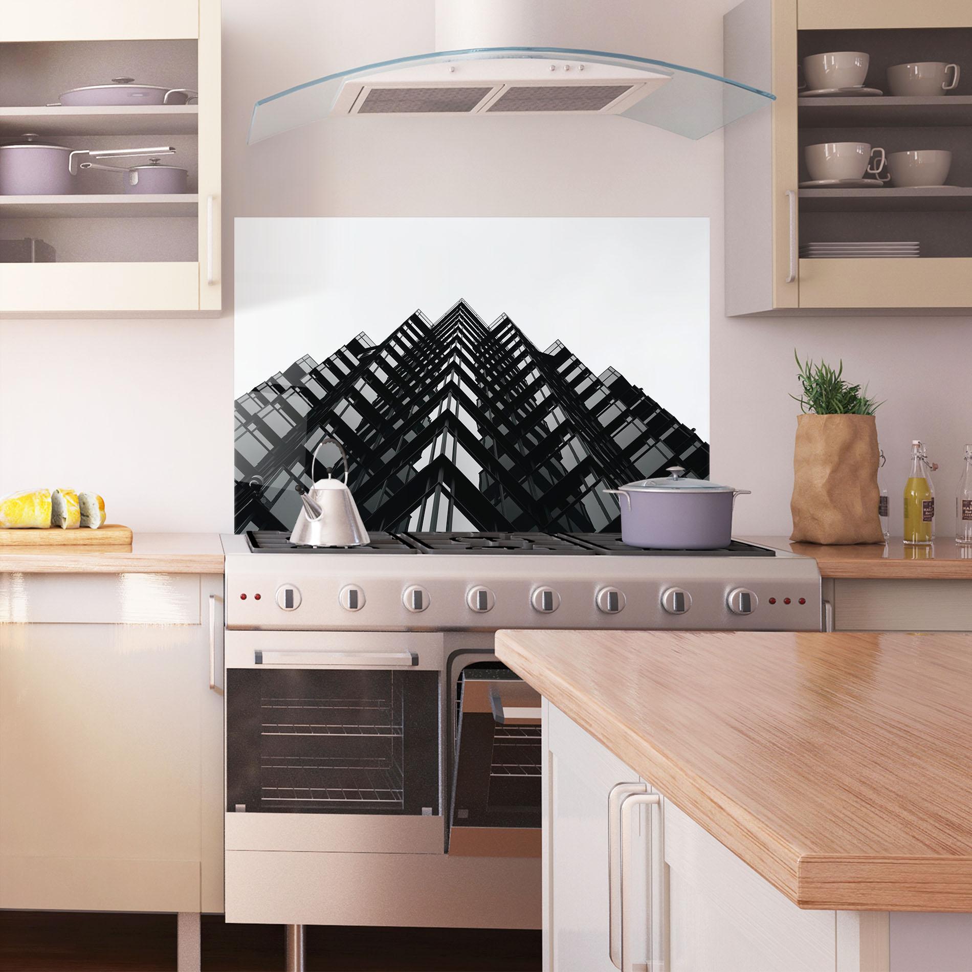 Küchenrückwand Glas Black Building mockup 1