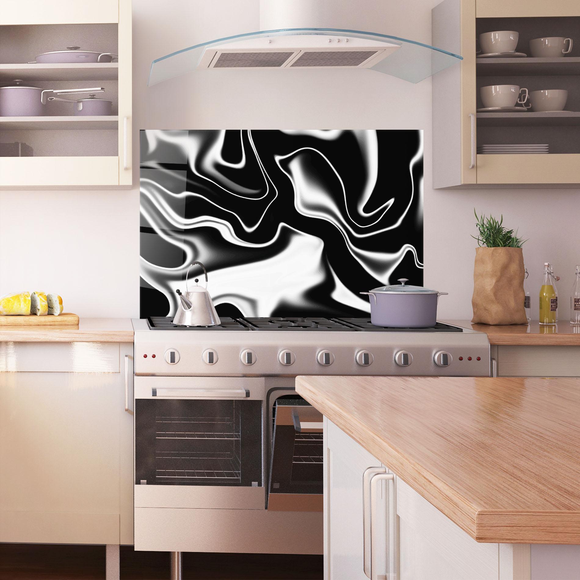 Küchenrückwand Glas Black Metalic Art mockup 1