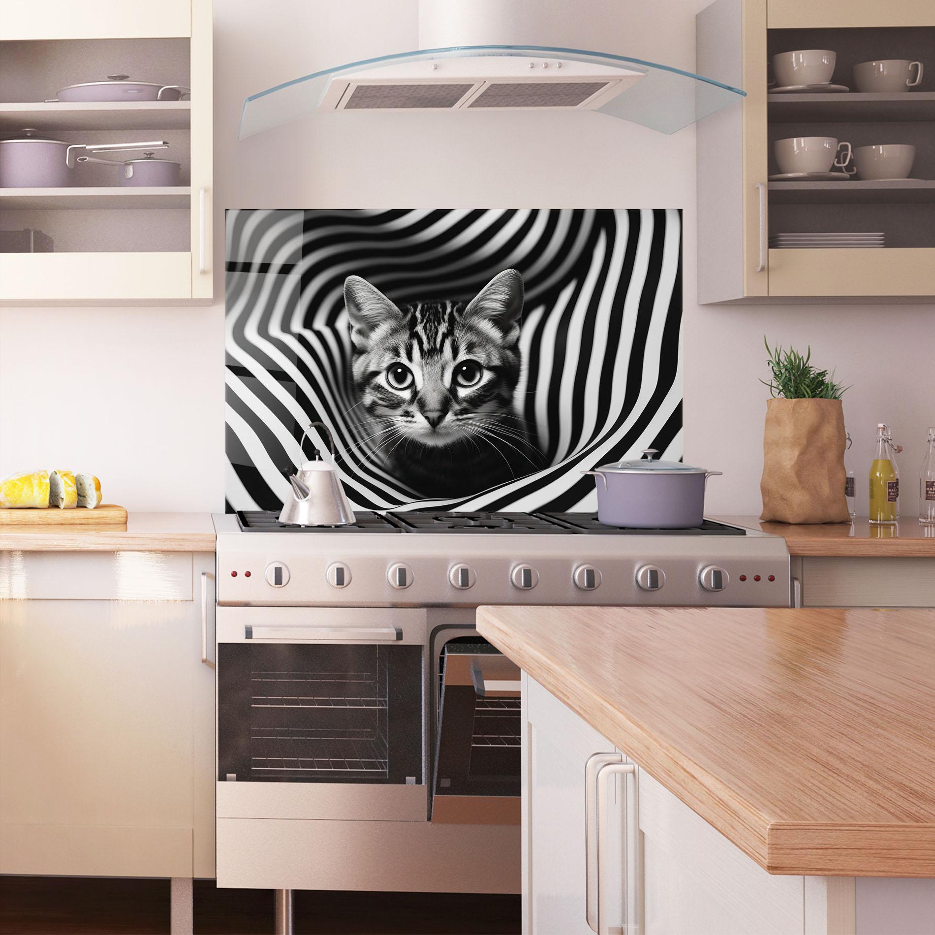 Küchenrückwand Glas Closeup Cat Portrait mockup 1