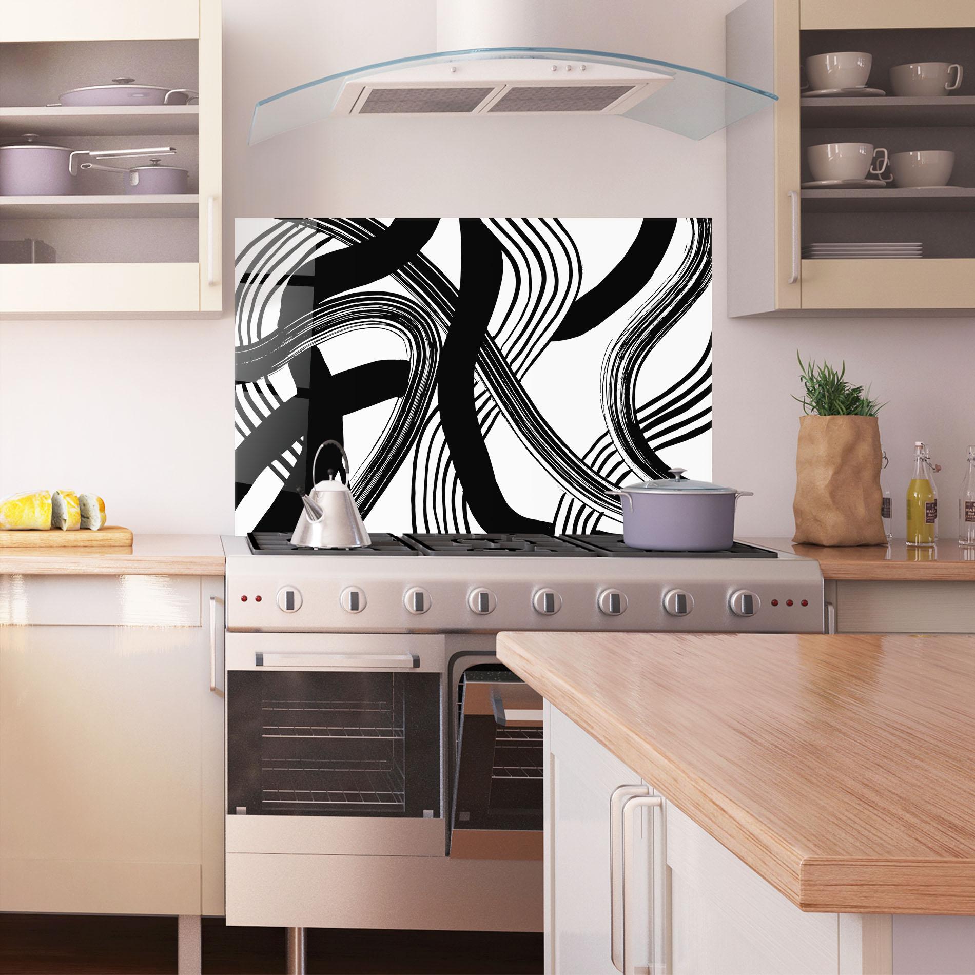 Küchenrückwand Glas Connected Lines Art mockup 1