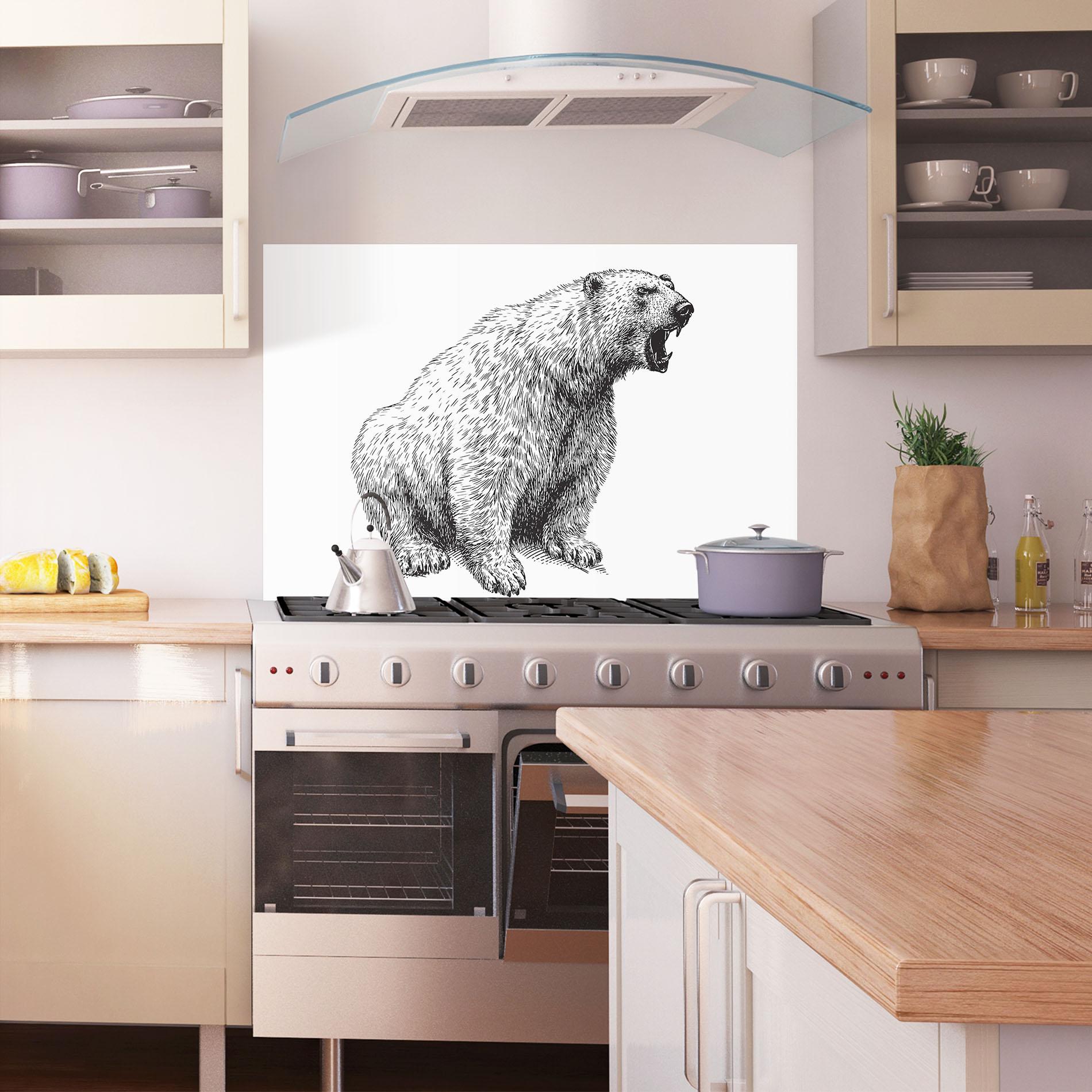 Küchenrückwand Glas Draw Icebear mockup 1