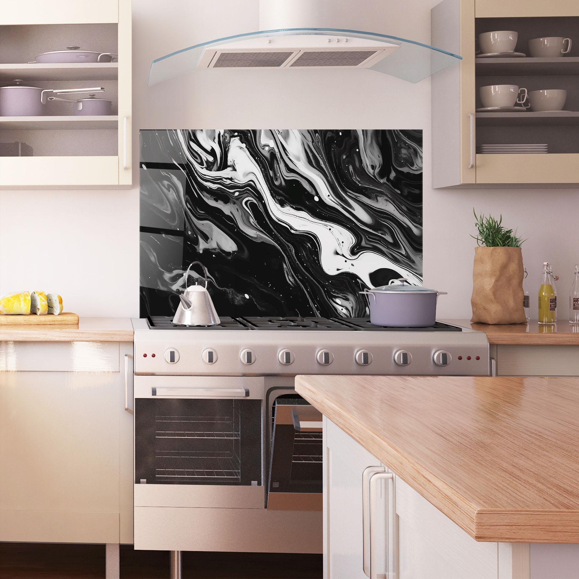Küchenrückwand Glas Grey Art Marble mockup 1