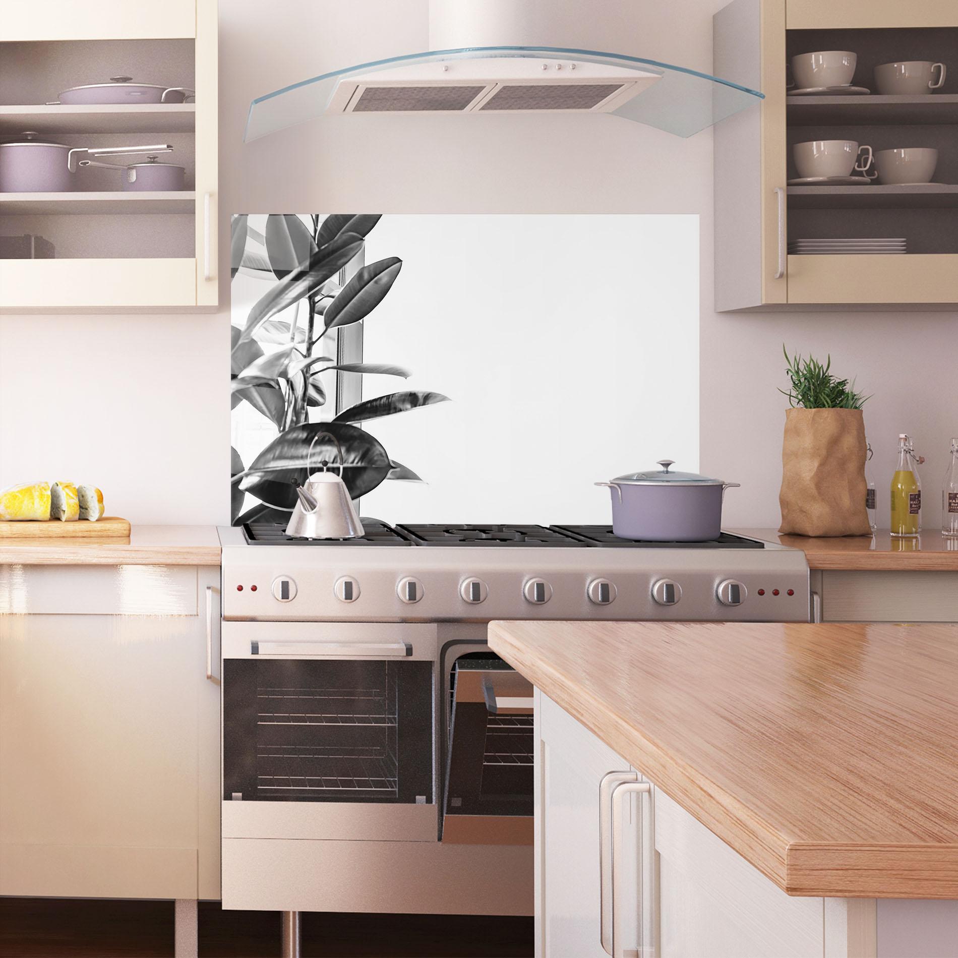 Küchenrückwand Glas Grey Plant mockup 1