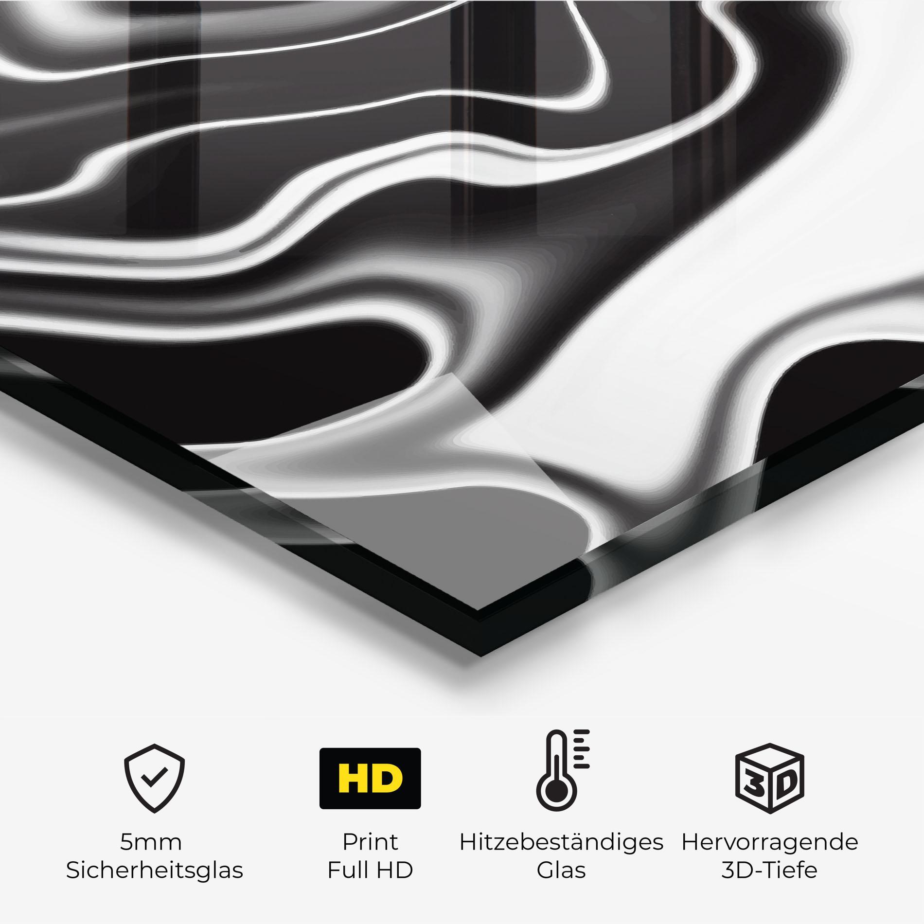 Küchenrückwand Glas Black Metalic Art mockup 2