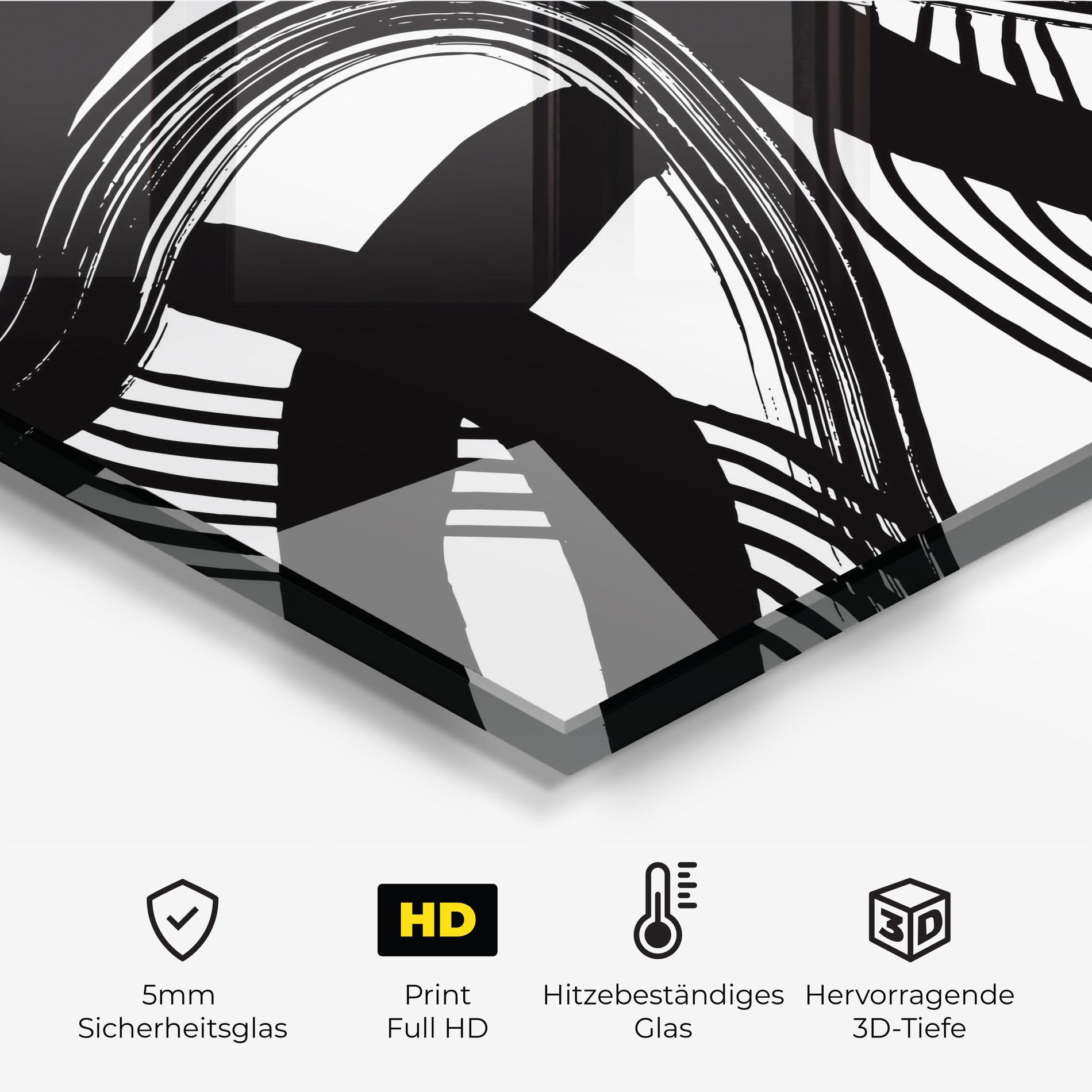 Küchenrückwand Glas Connected Lines Art mockup 2