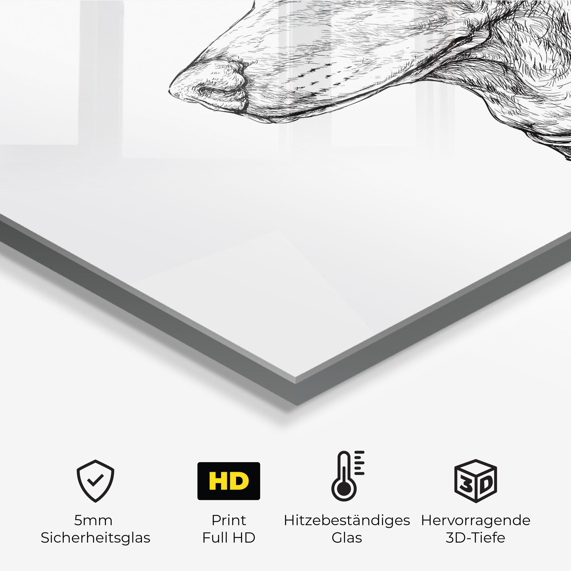 Küchenrückwand Glas Dog Drawing Line mockup 2