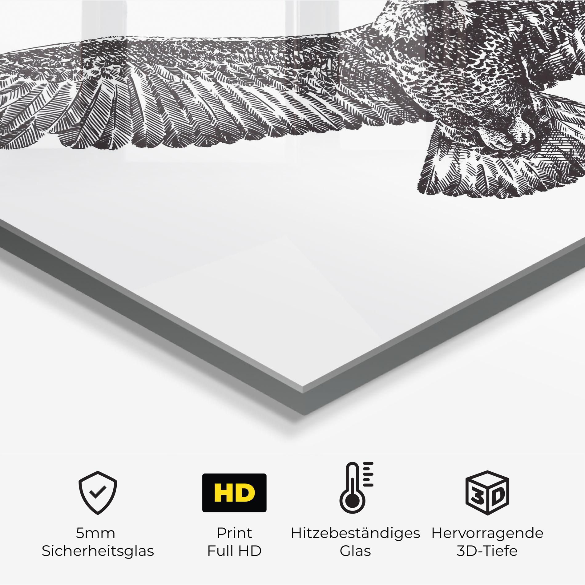 Küchenrückwand Glas Eagle Art Line mockup 2