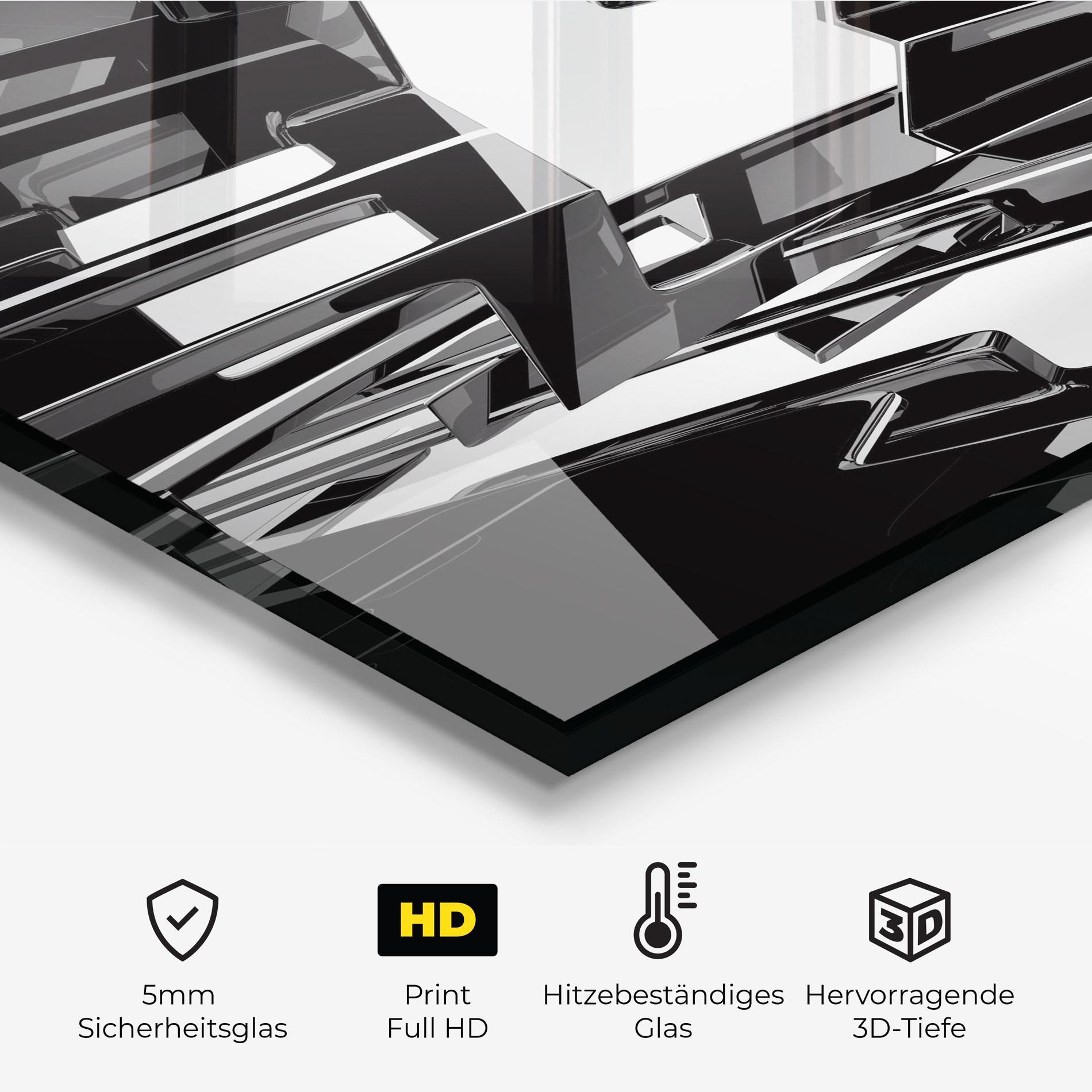 Küchenrückwand Glas Glossy Sculpture mockup 2