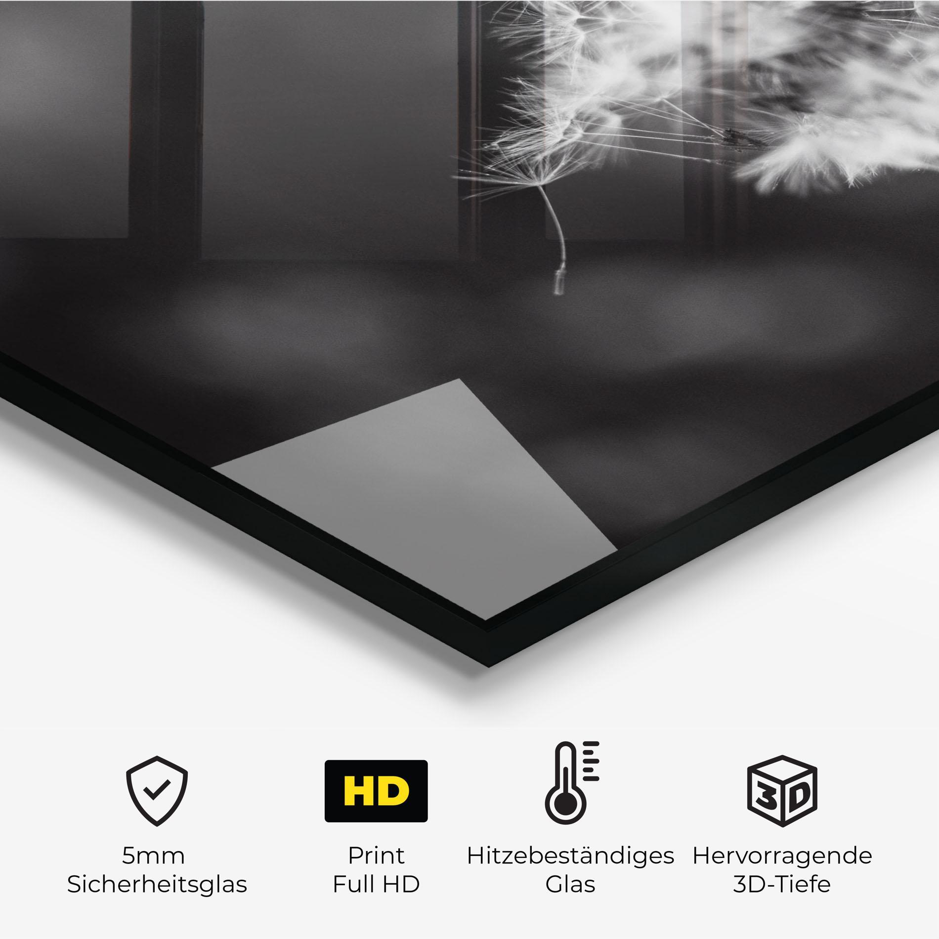 Küchenrückwand Glas Grey Dandelion mockup 2