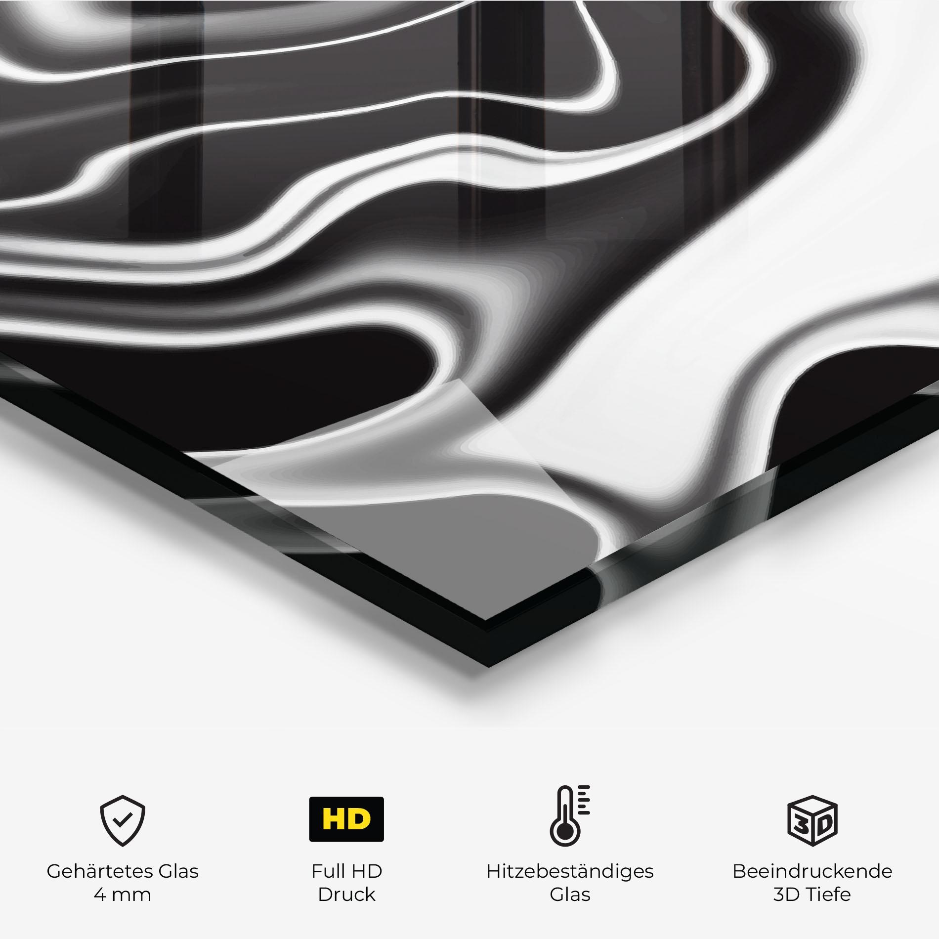 Küchenrückwand Glas Black Metalic Art mockup 2