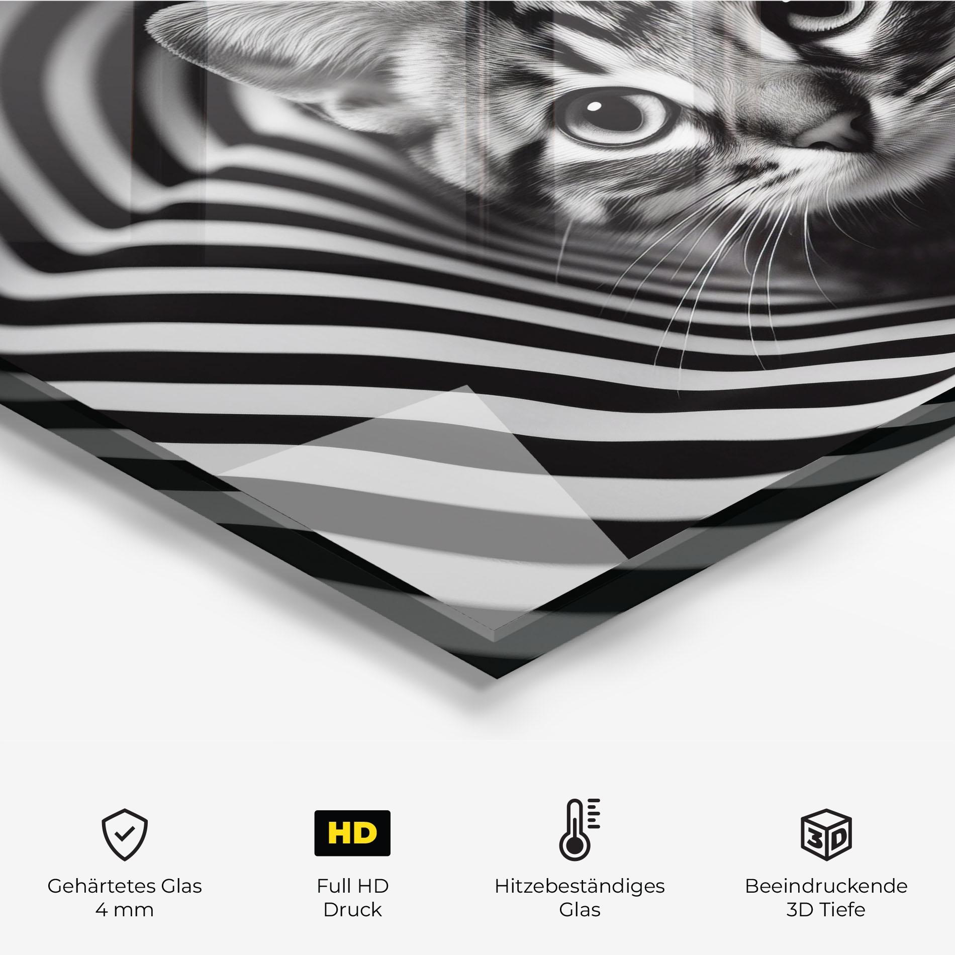 Küchenrückwand Glas Closeup Cat Portrait mockup 2