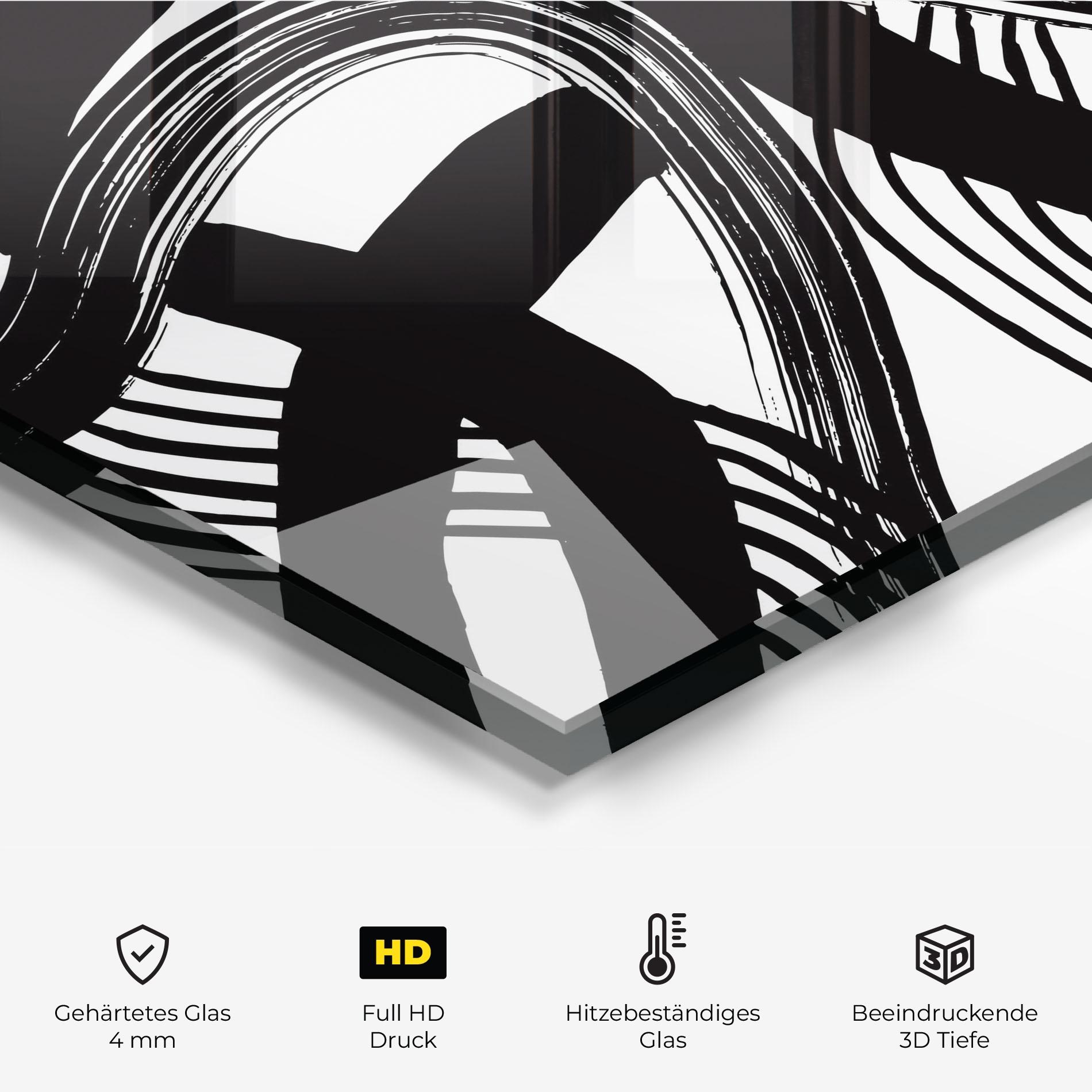 Küchenrückwand Glas Connected Lines Art mockup 2