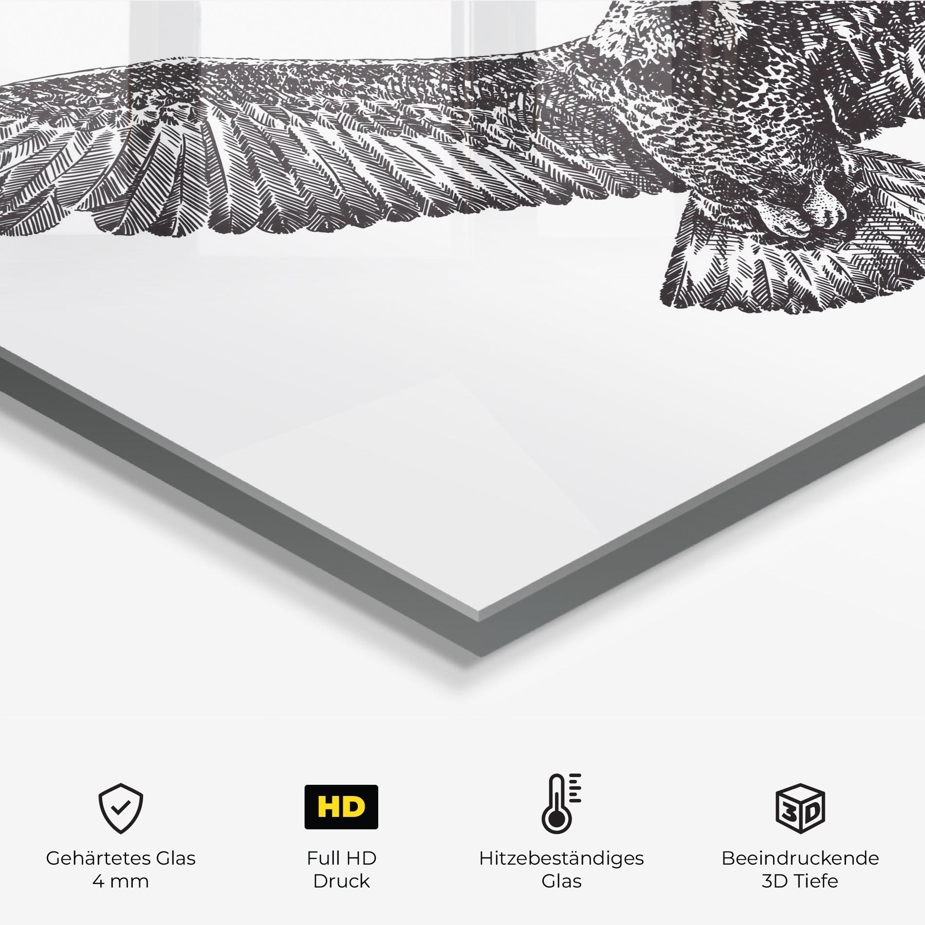 Küchenrückwand Glas Eagle Art Line mockup 2