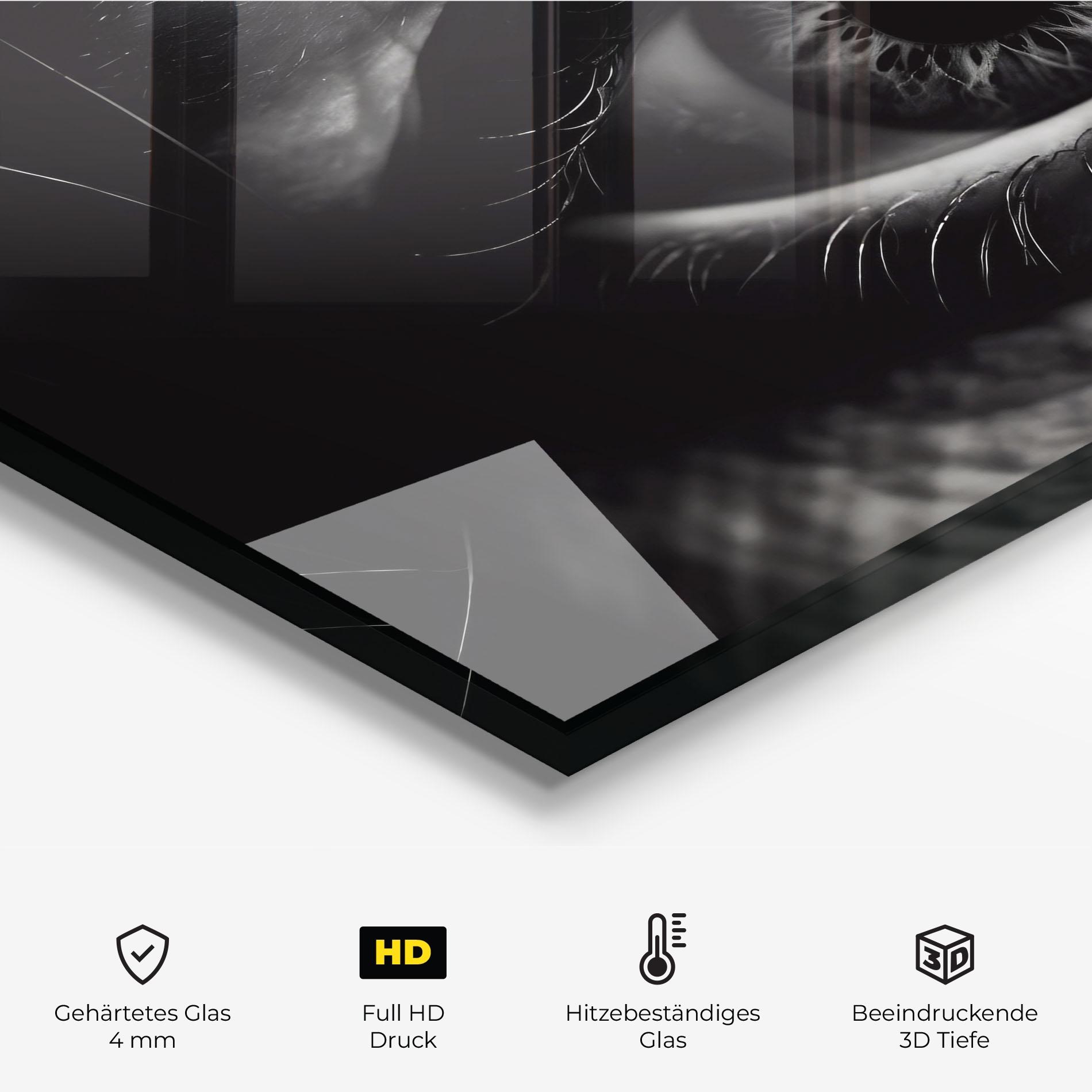 Küchenrückwand Glas Eye Close Up mockup 2