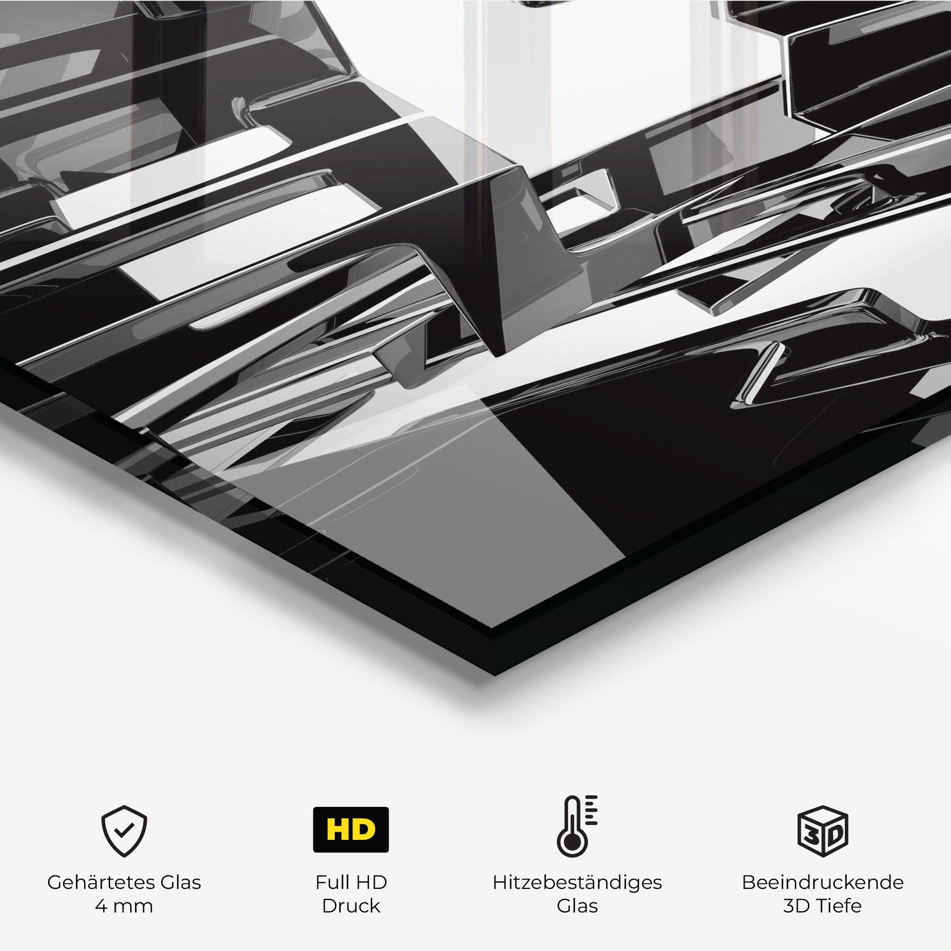 Küchenrückwand Glas Glossy Sculpture mockup 2