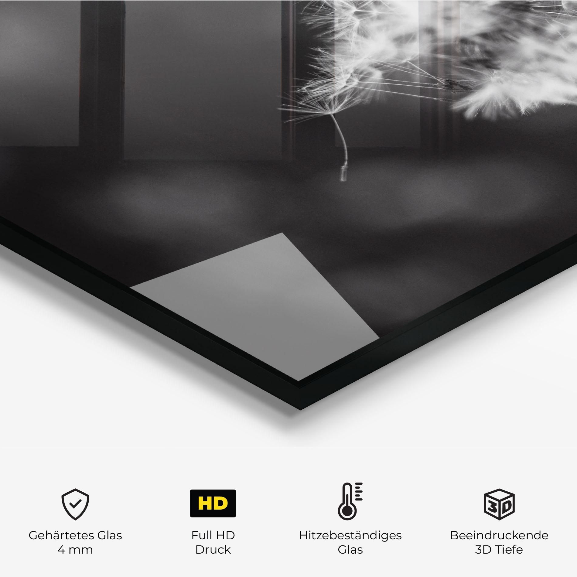 Küchenrückwand Glas Grey Dandelion mockup 2