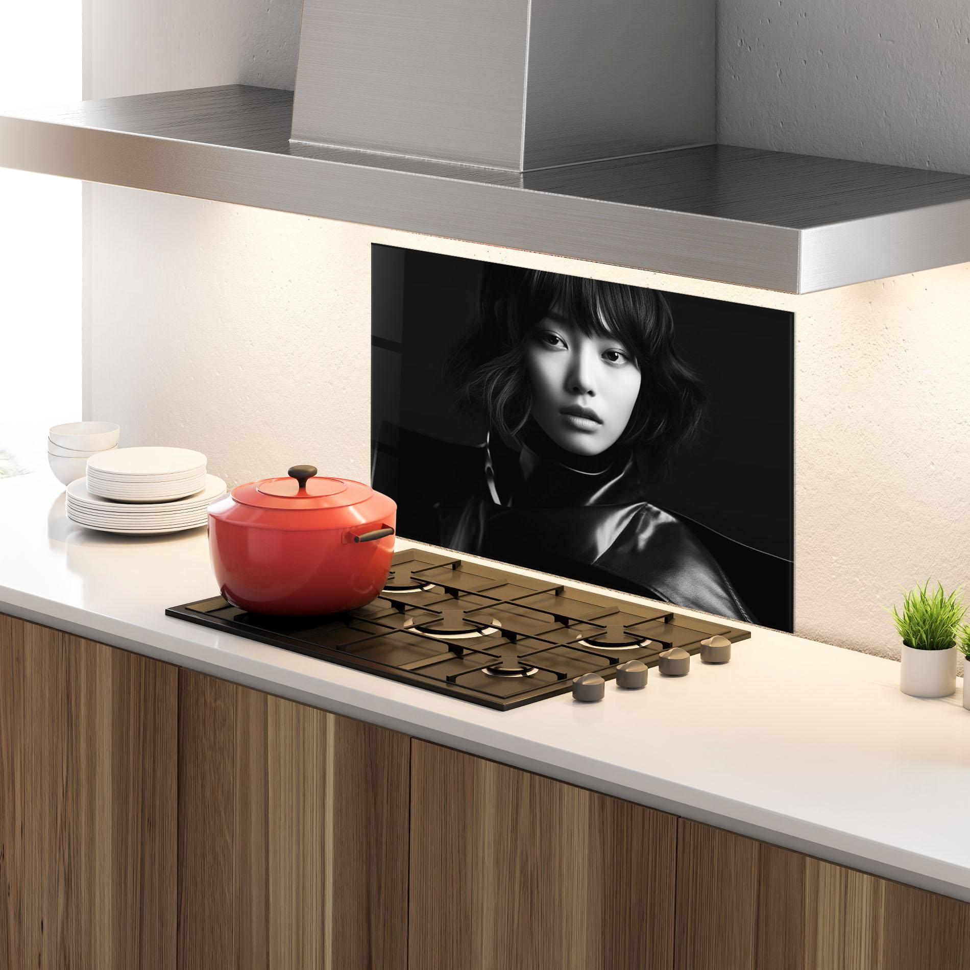 Küchenrückwand Glas Asian Abstract Woman mockup 4