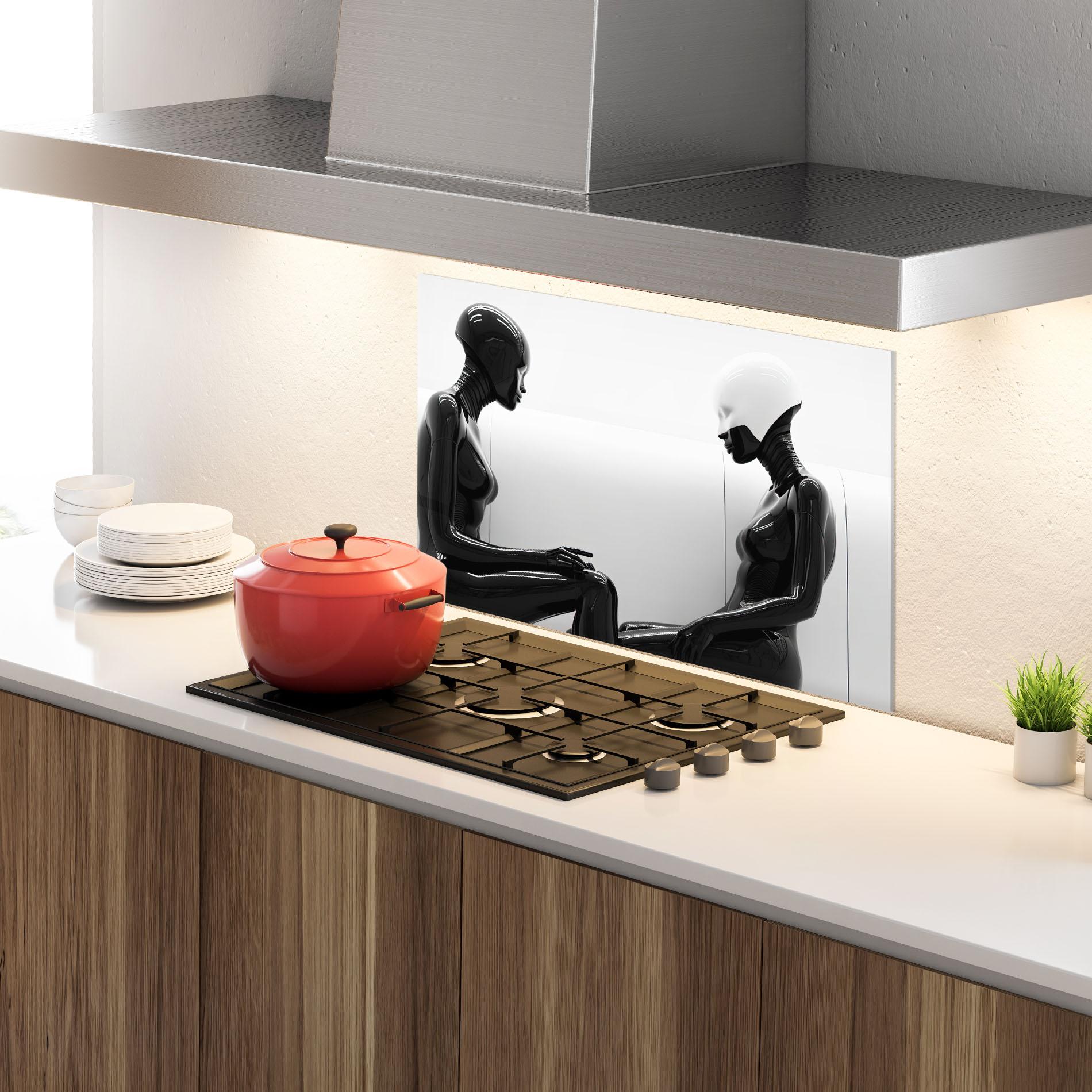 Küchenrückwand Glas Black Mannequin mockup 4