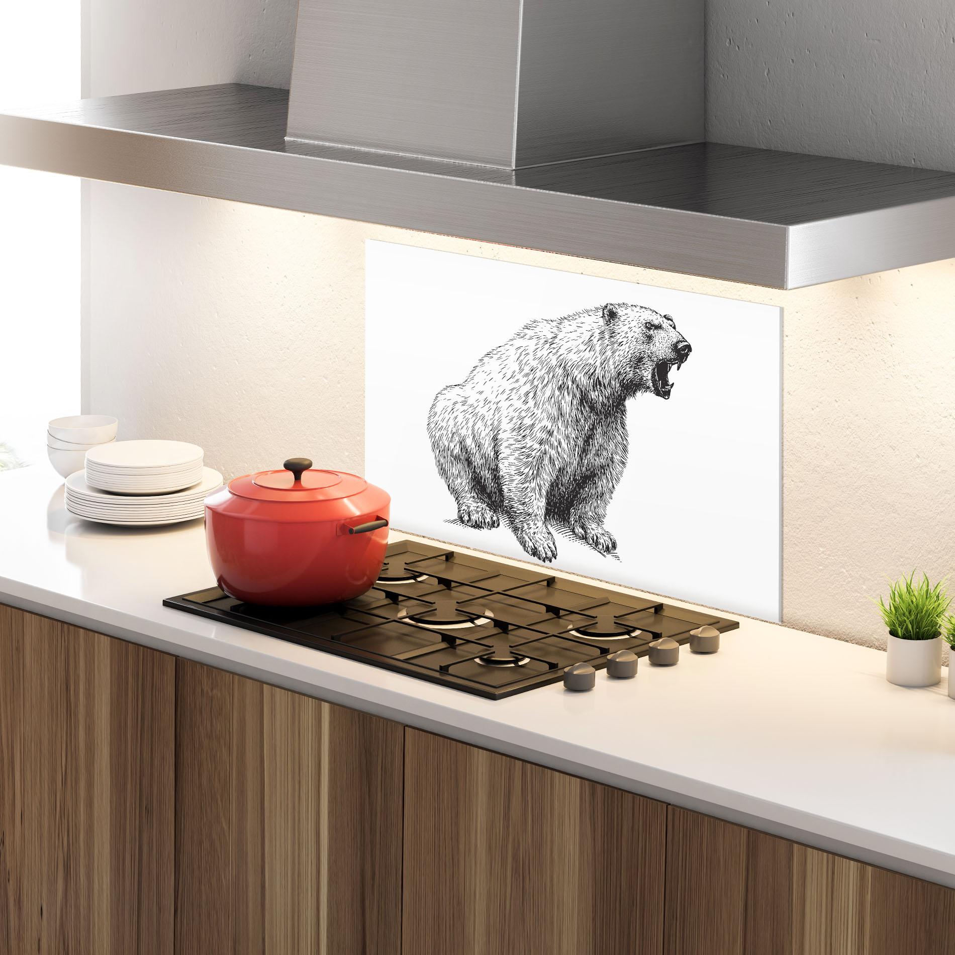 Küchenrückwand Glas Draw Icebear mockup 4