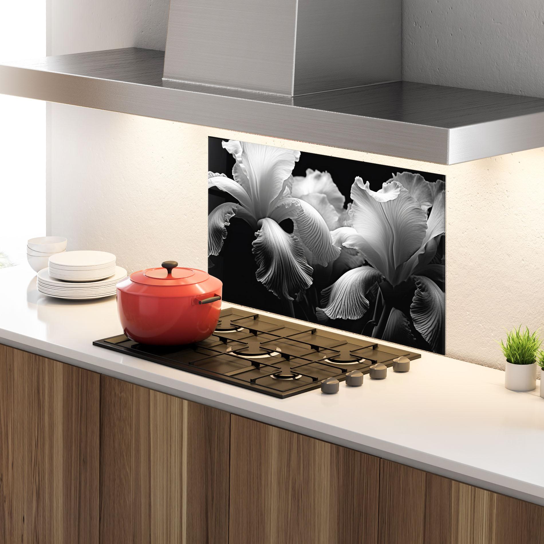Küchenrückwand Glas Grey Iris Mix mockup 4