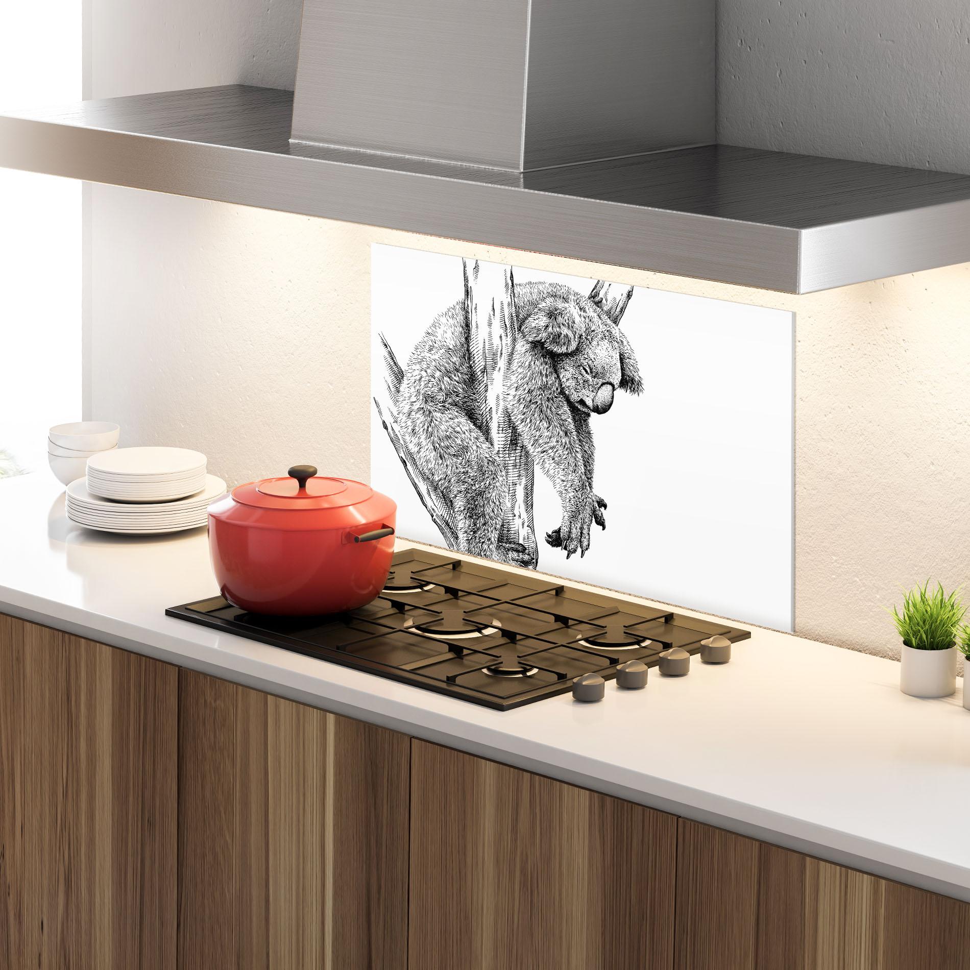 Küchenrückwand Glas Koala Sleeping Art mockup 4