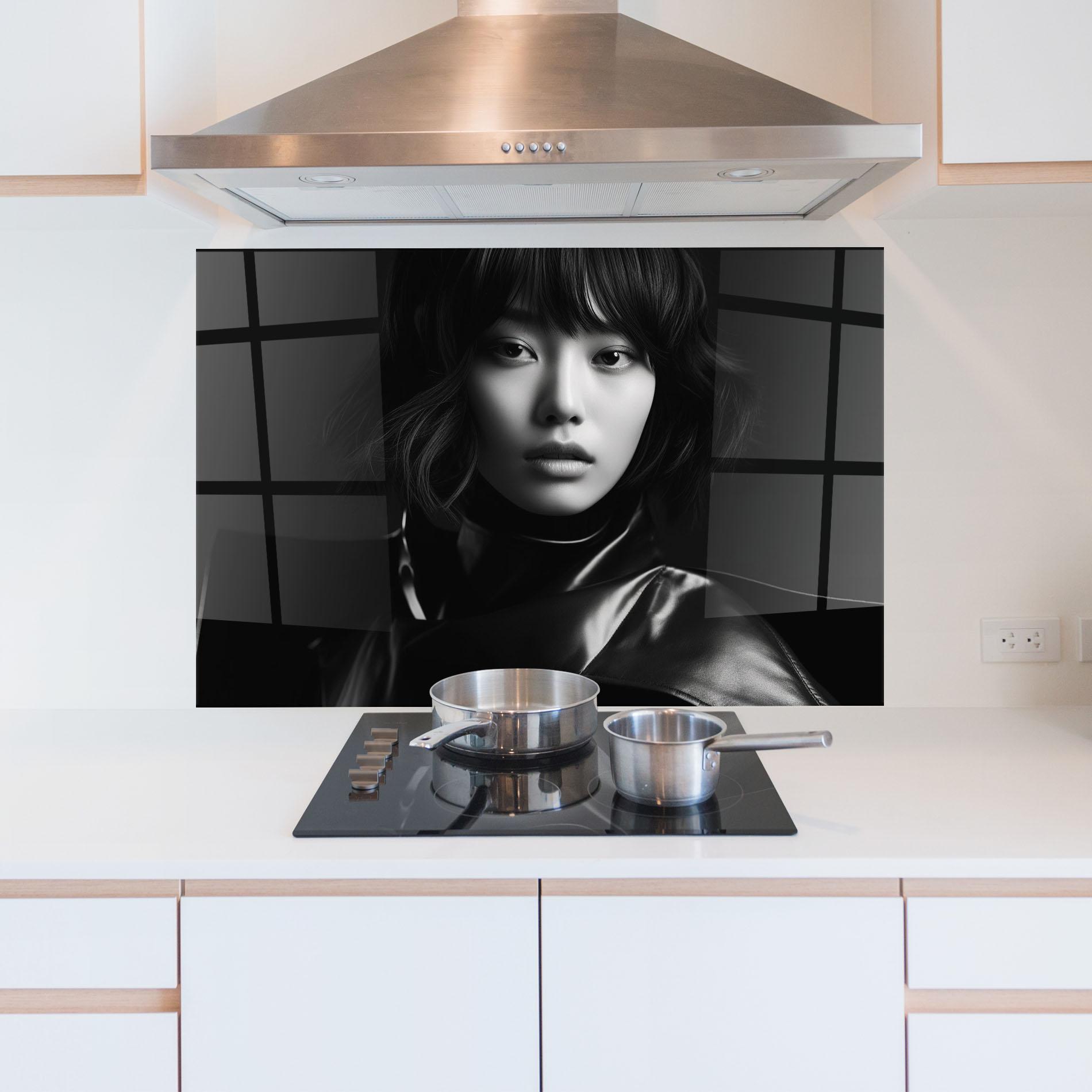 Küchenrückwand Glas Asian Abstract Woman mockup 5