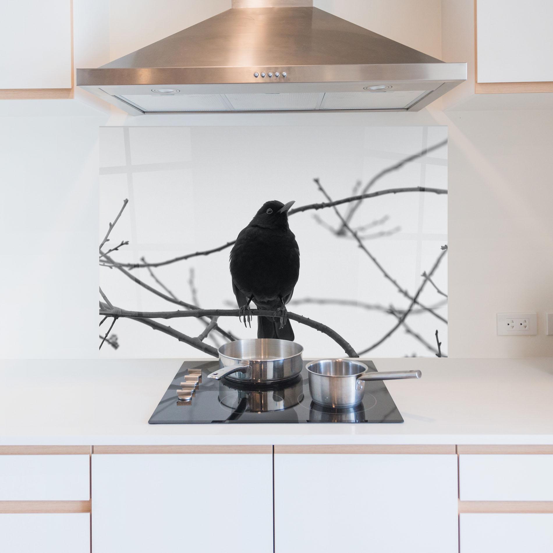 Küchenrückwand Glas Black Bird mockup 5