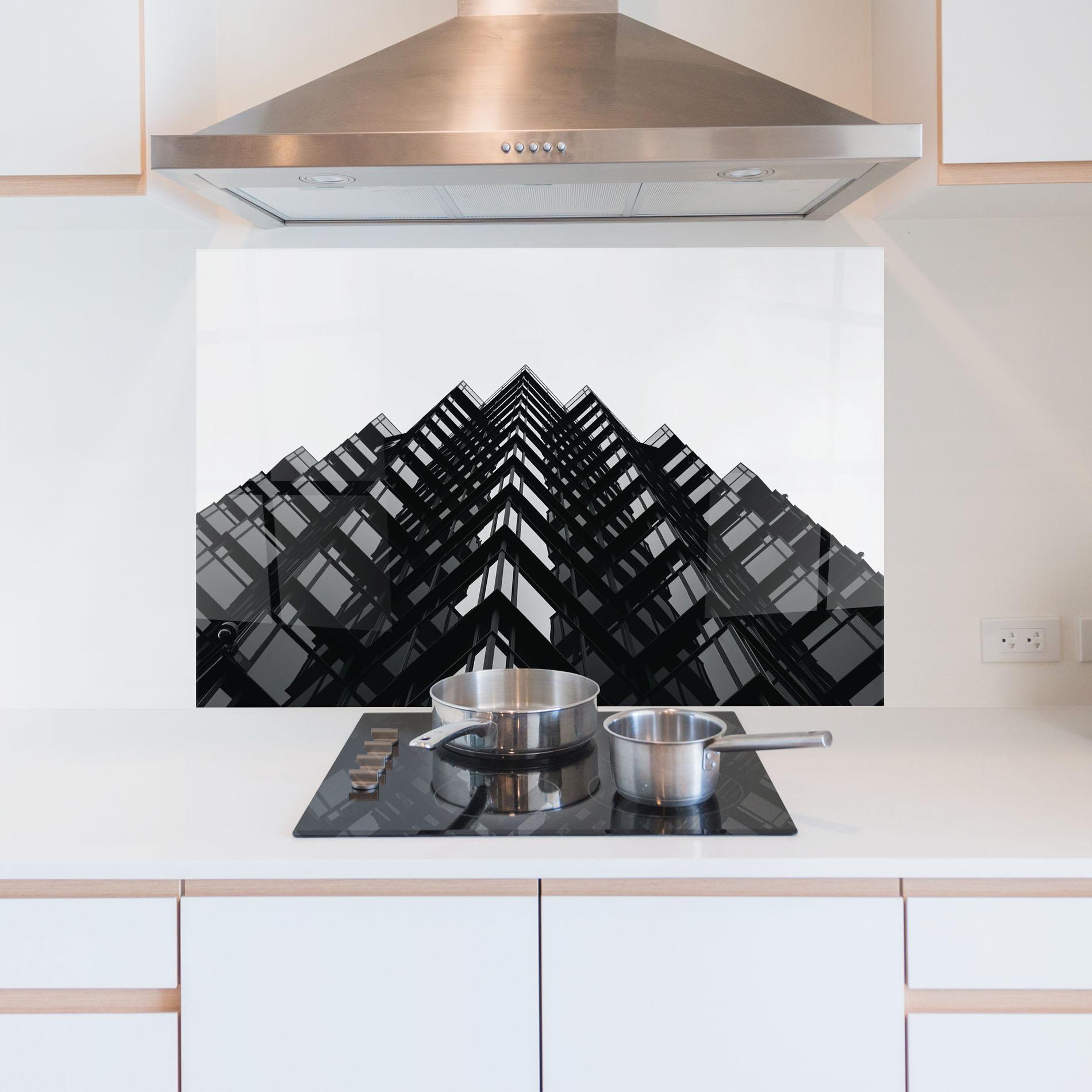 Küchenrückwand Glas Black Building mockup 5