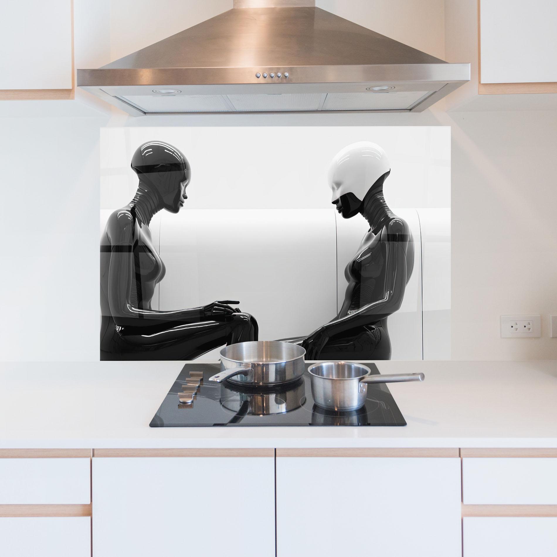 Küchenrückwand Glas Black Mannequin mockup 5