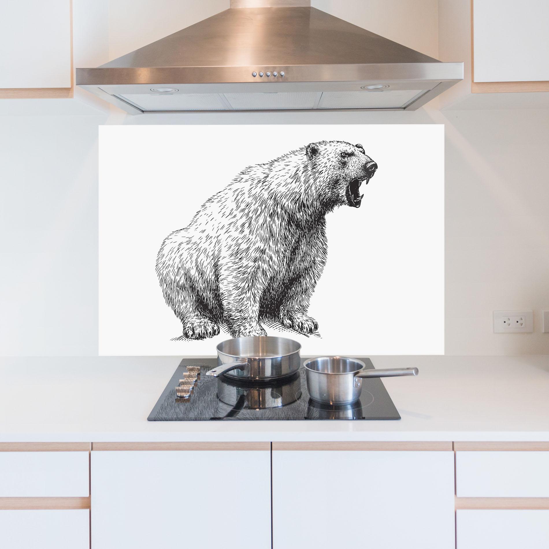 Küchenrückwand Glas Draw Icebear mockup 5