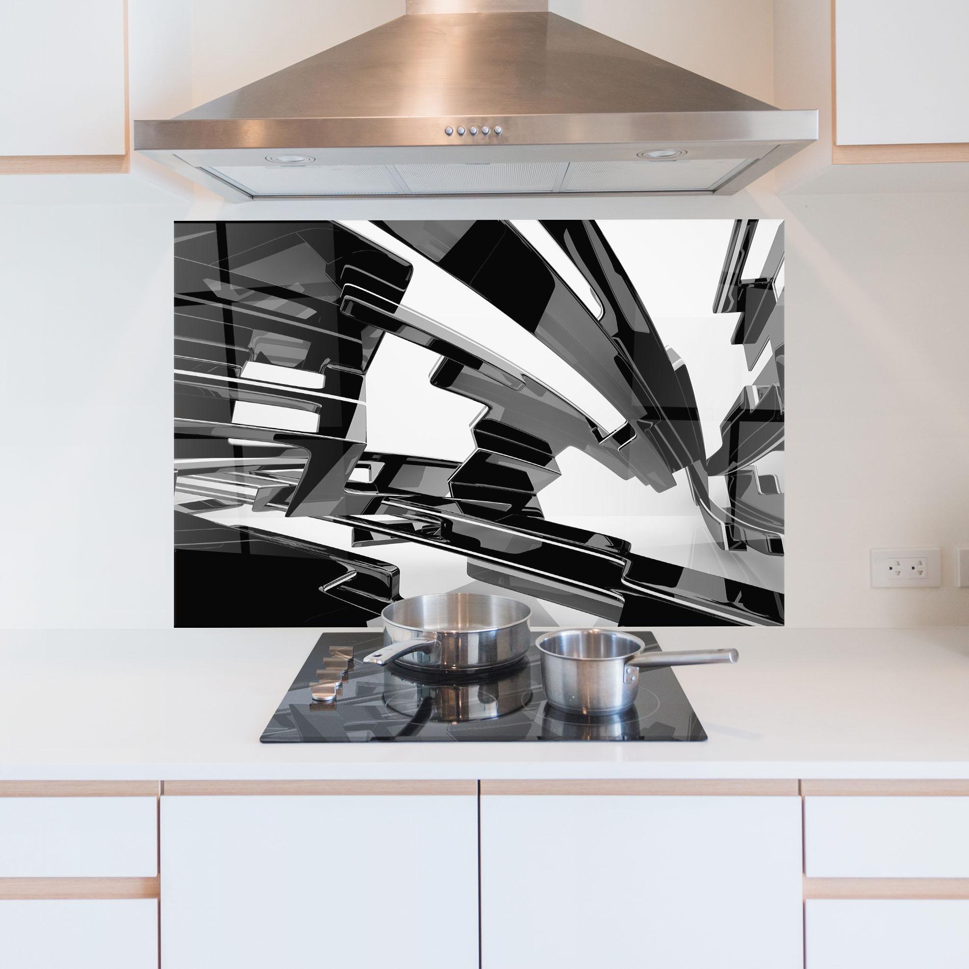 Küchenrückwand Glas Glossy Sculpture mockup 5